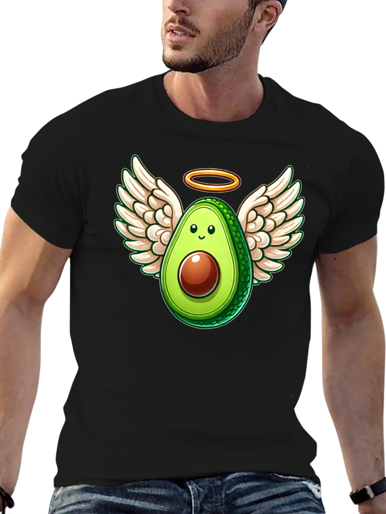 Angel Avocado Graphic Tee - Funny Fruit Shirt