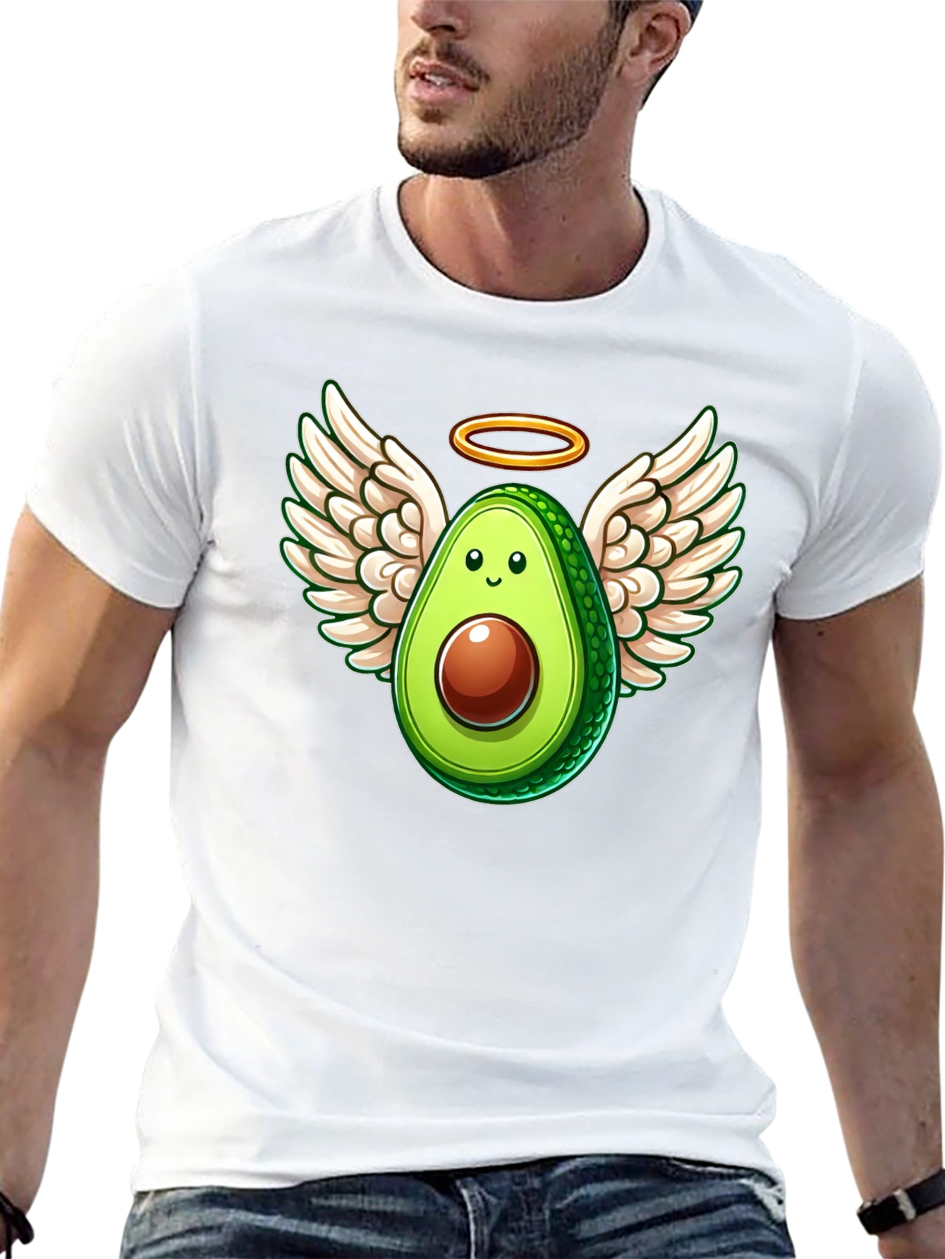 Angel Avocado Graphic Tee - Funny Fruit Shirt