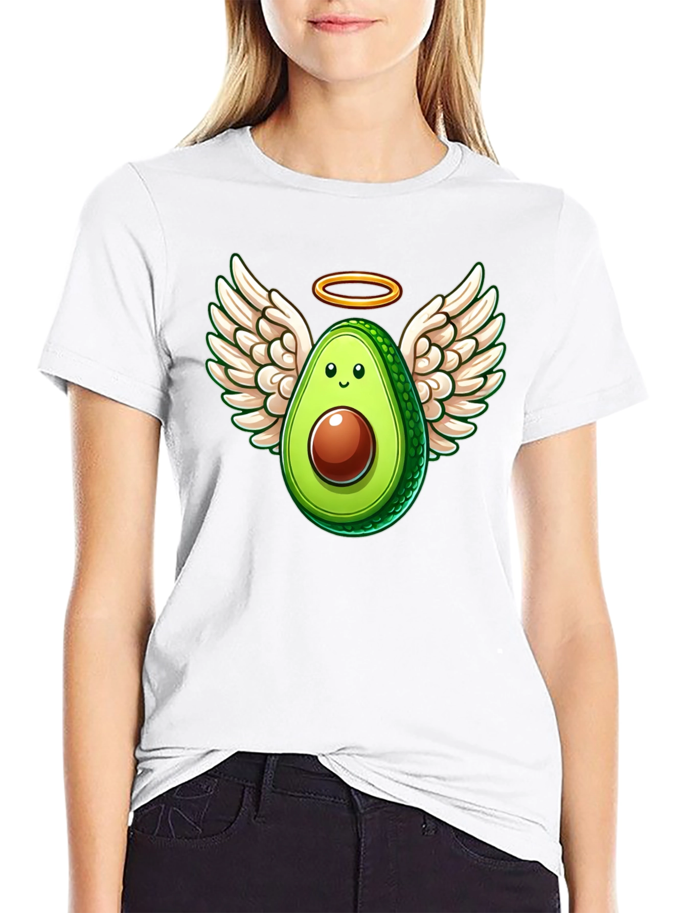Angel Avocado Graphic Tee - Funny Fruit Shirt