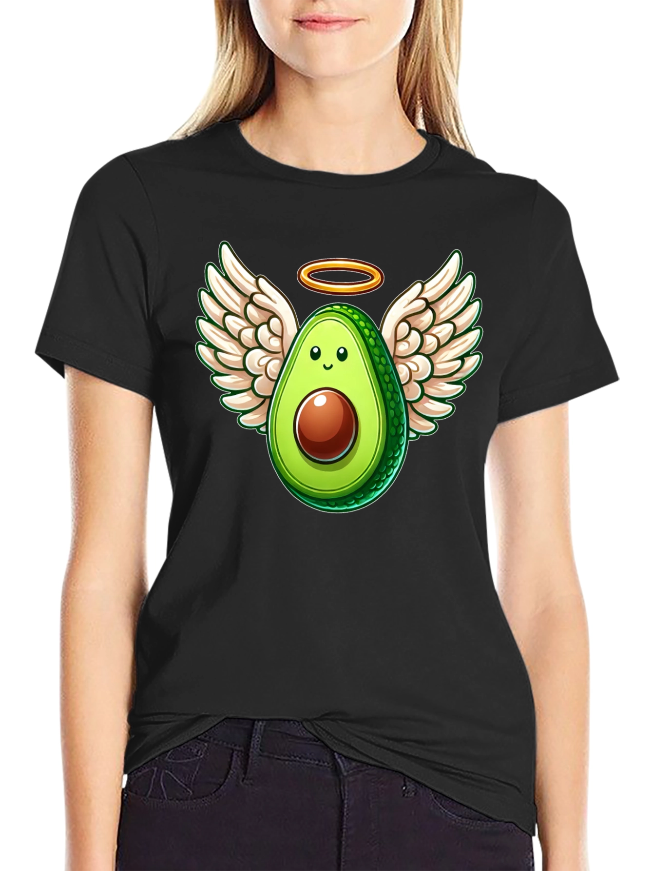 Angel Avocado Graphic Tee - Funny Fruit Shirt
