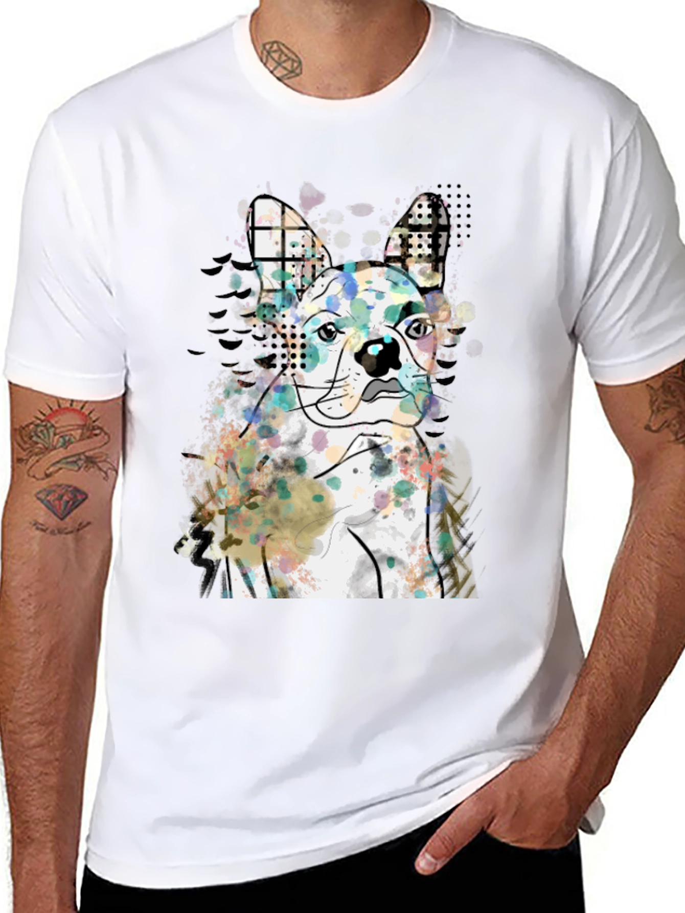 Dog Art Graphic Tee - Modern Abstract French Bulldog