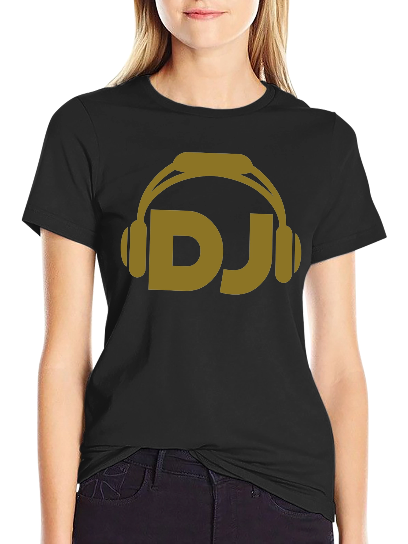 DJ Headphones Graphic Tee - Black Cotton Blend