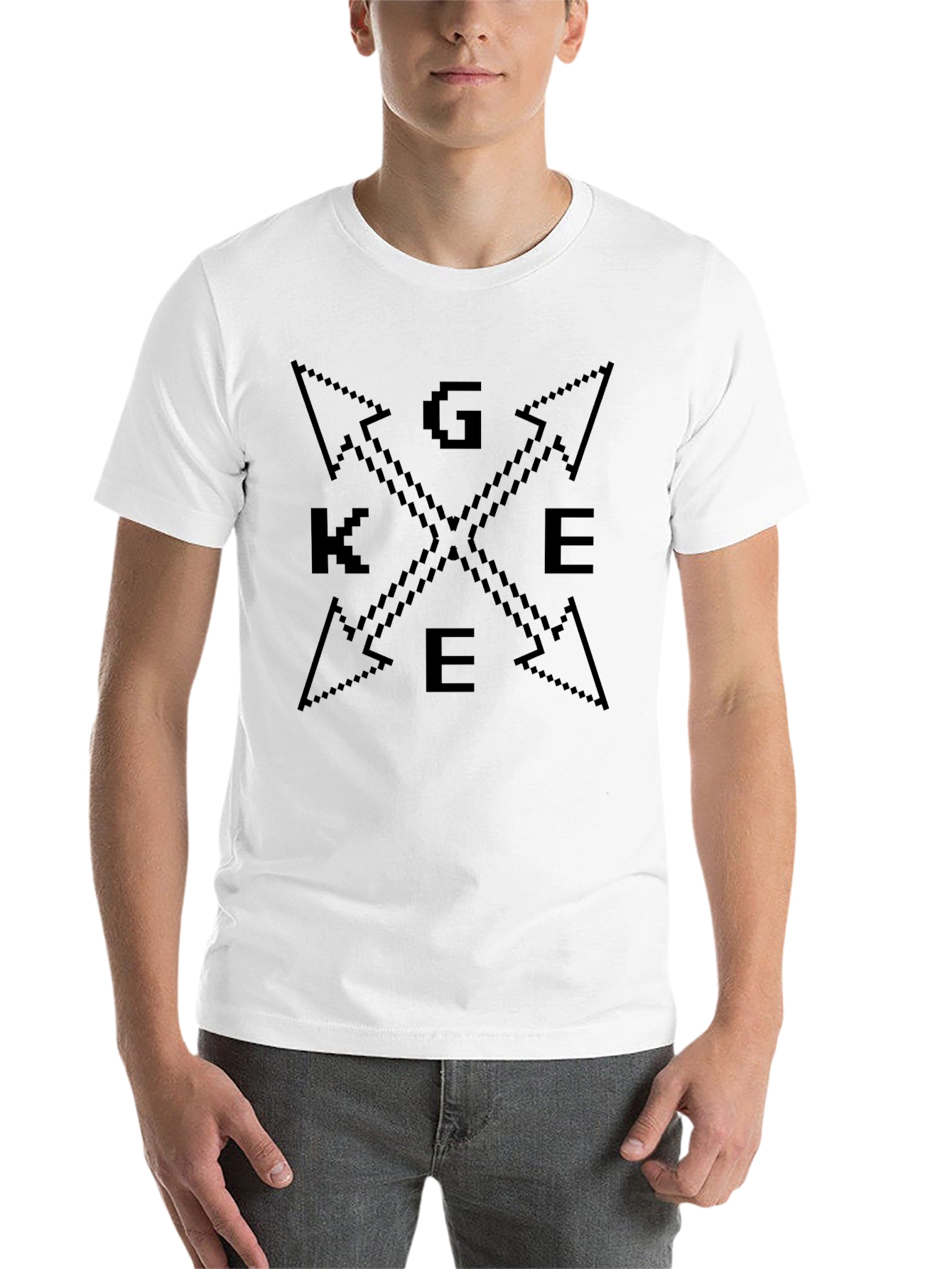 Pixelated Geek Arrow Graphic Tee - Black