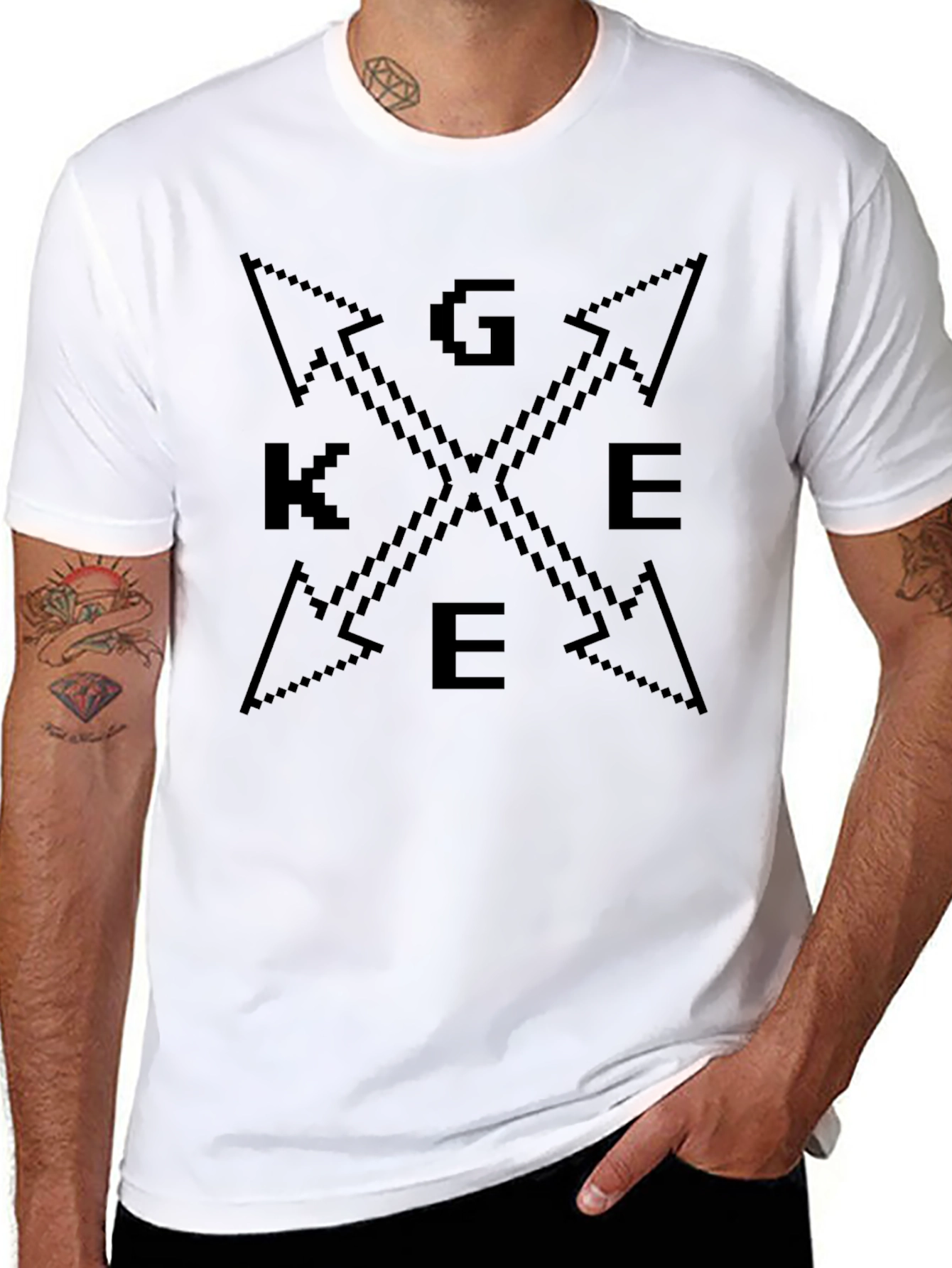 Pixelated Geek Arrow Graphic Tee - Black