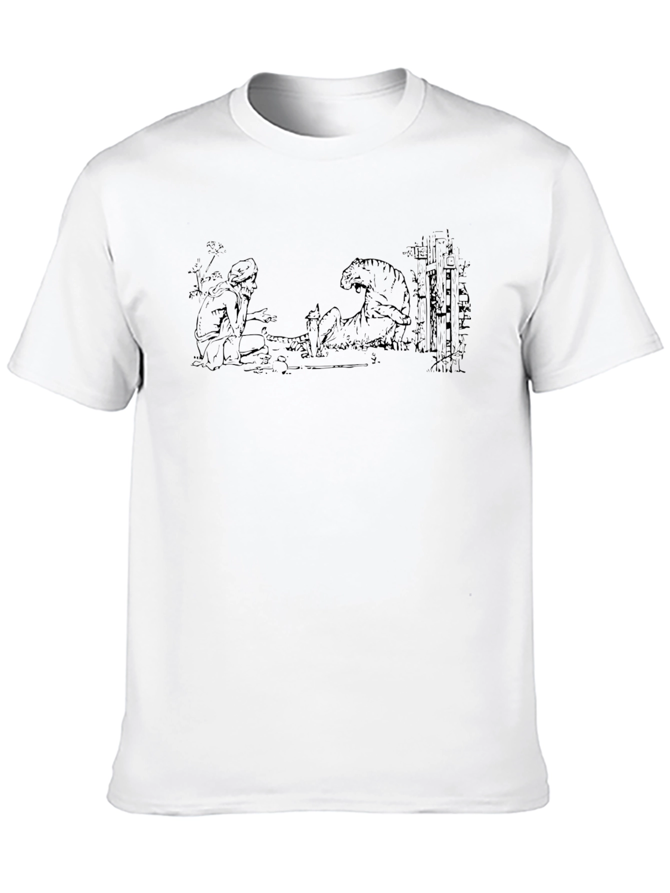 Mans Graphic T-Shirt - Man and Tiger Design