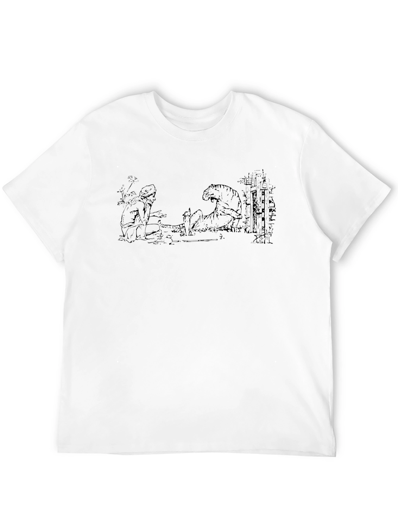 Mans Graphic T-Shirt - Man and Tiger Design