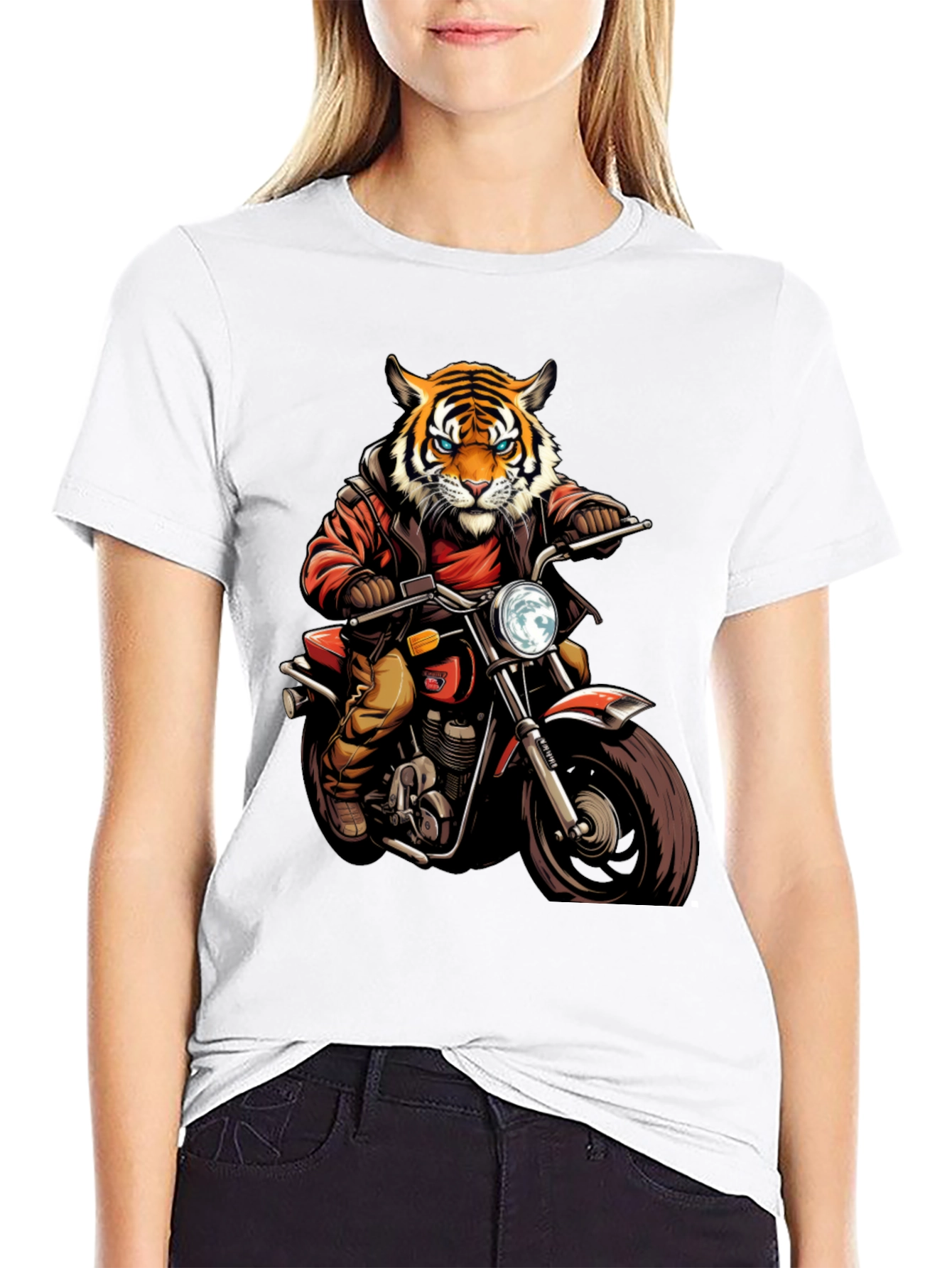 Tiger Biker Graphic Tee - Cool Motorcycle T-Shirt
