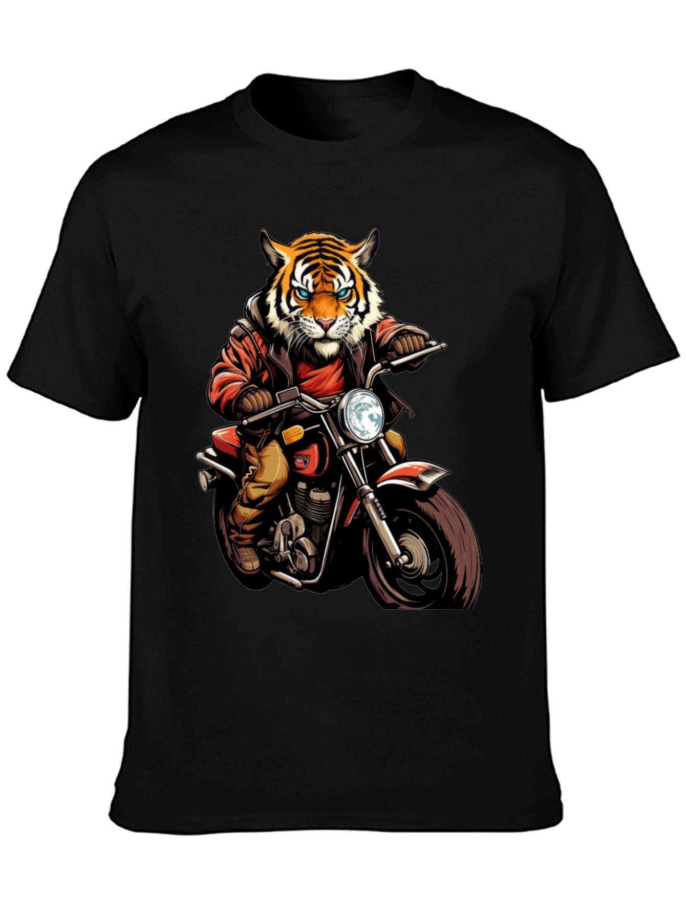 Tiger Biker Graphic Tee - Cool Motorcycle T-Shirt