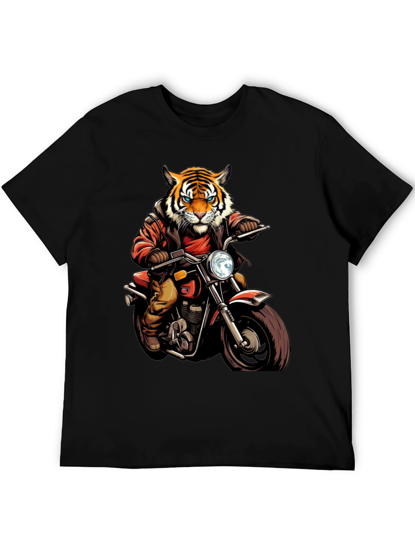 Tiger Biker Graphic Tee - Cool Motorcycle T-Shirt