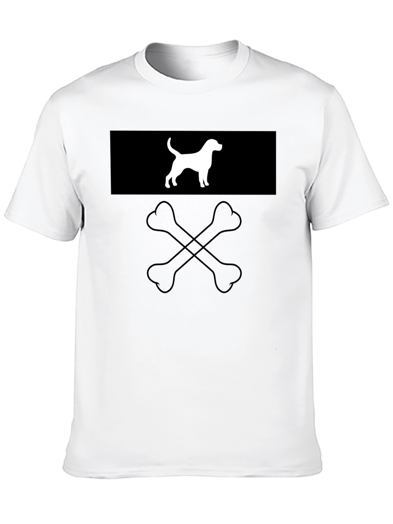 Dog & Bones Graphic Tee - Black Cotton Crewneck
