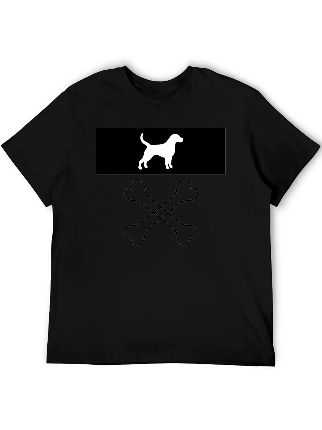 Dog & Bones Graphic Tee - Black Cotton Crewneck