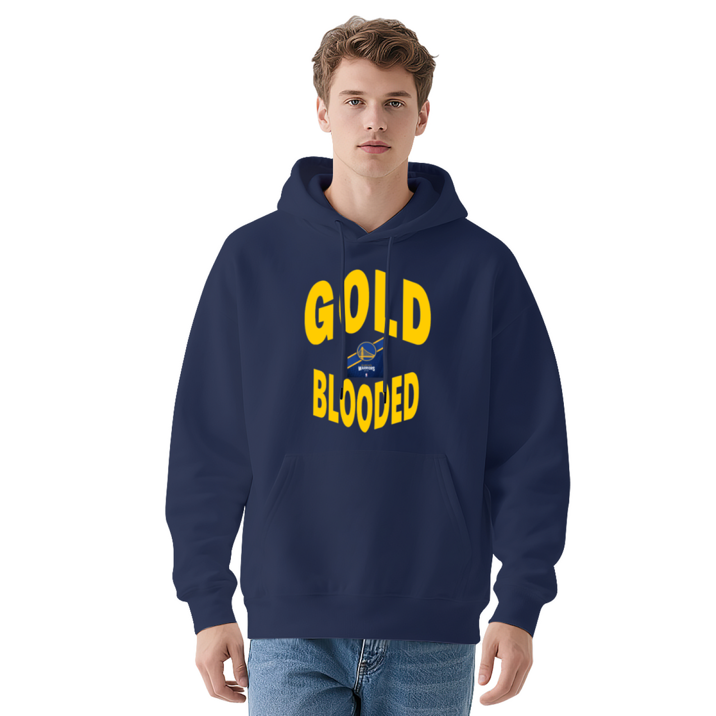 Gold Blooded Warriors Basketball Fan Hoodie, Vibrant Cozy Red Pullover