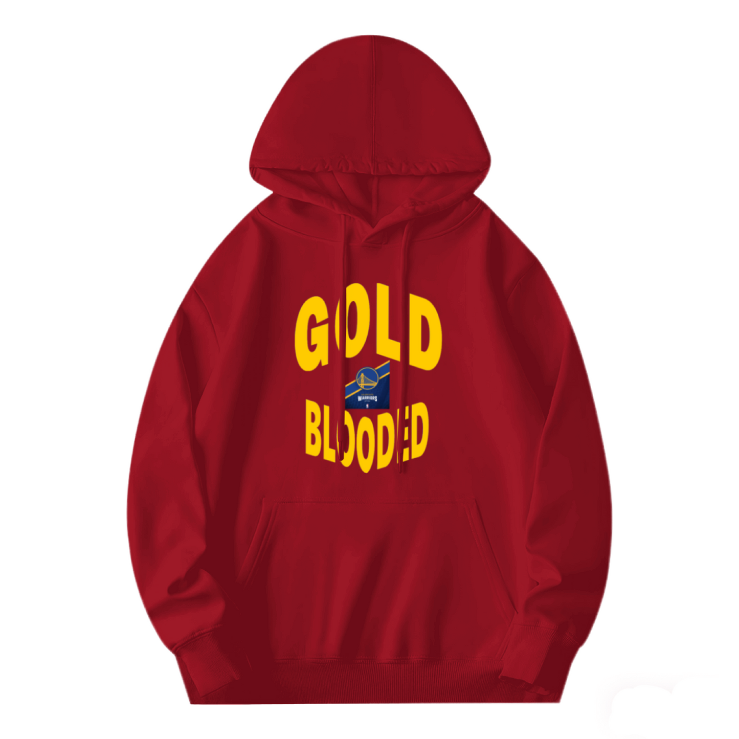 Gold Blooded Warriors Basketball Fan Hoodie, Vibrant Cozy Red Pullover