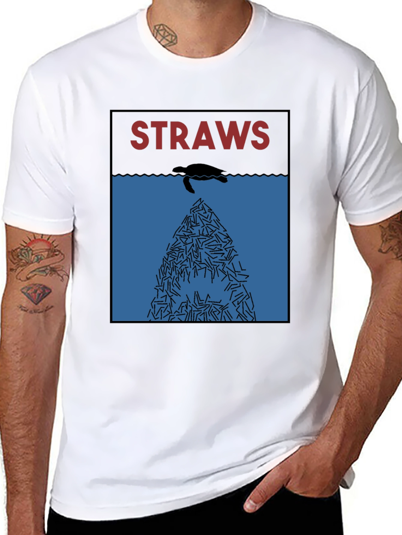 Eco-Conscious Straws Awareness Graphic Tee