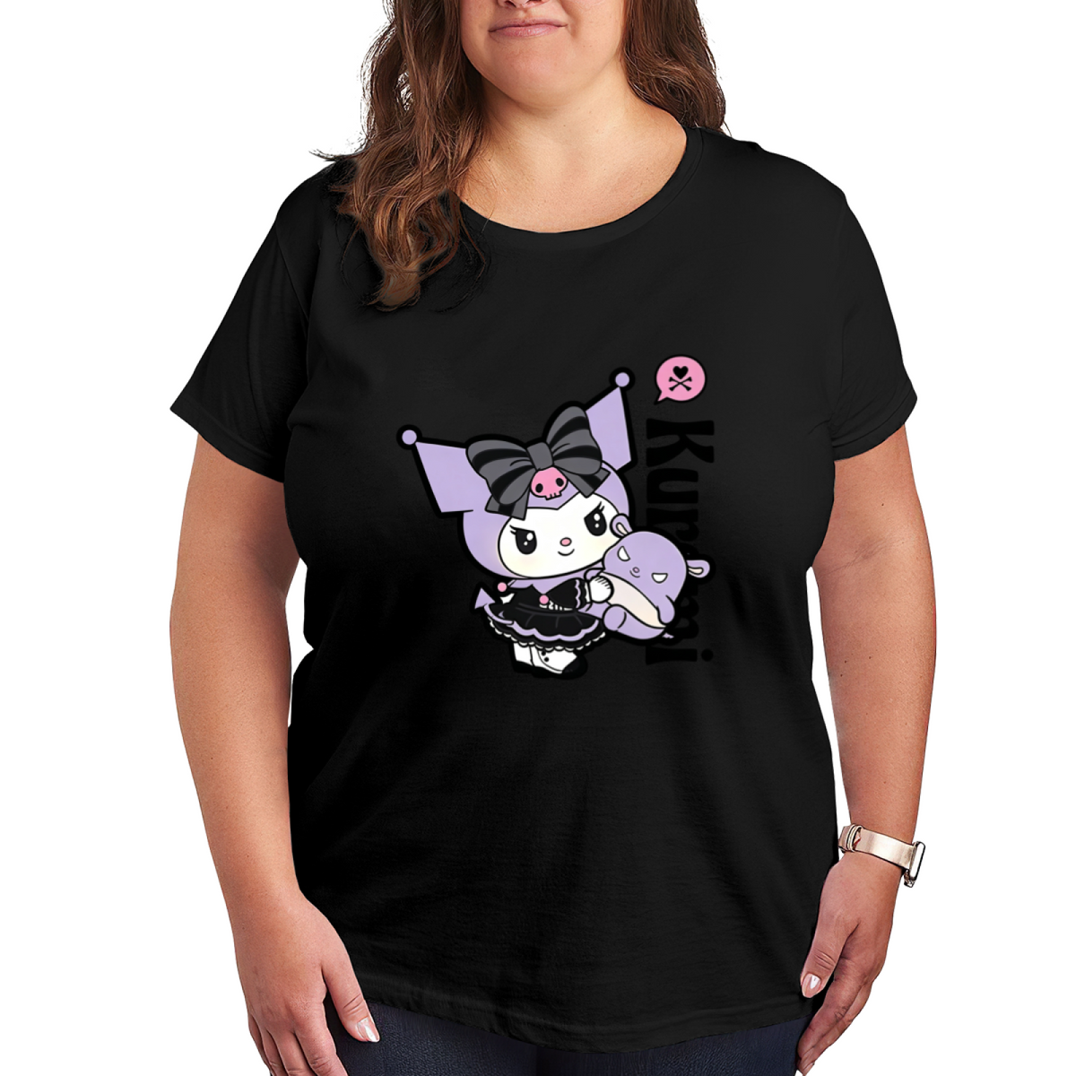 Edgy Cute Kuromi With Baku Character Plus Size Women Graphic T?Shirt
