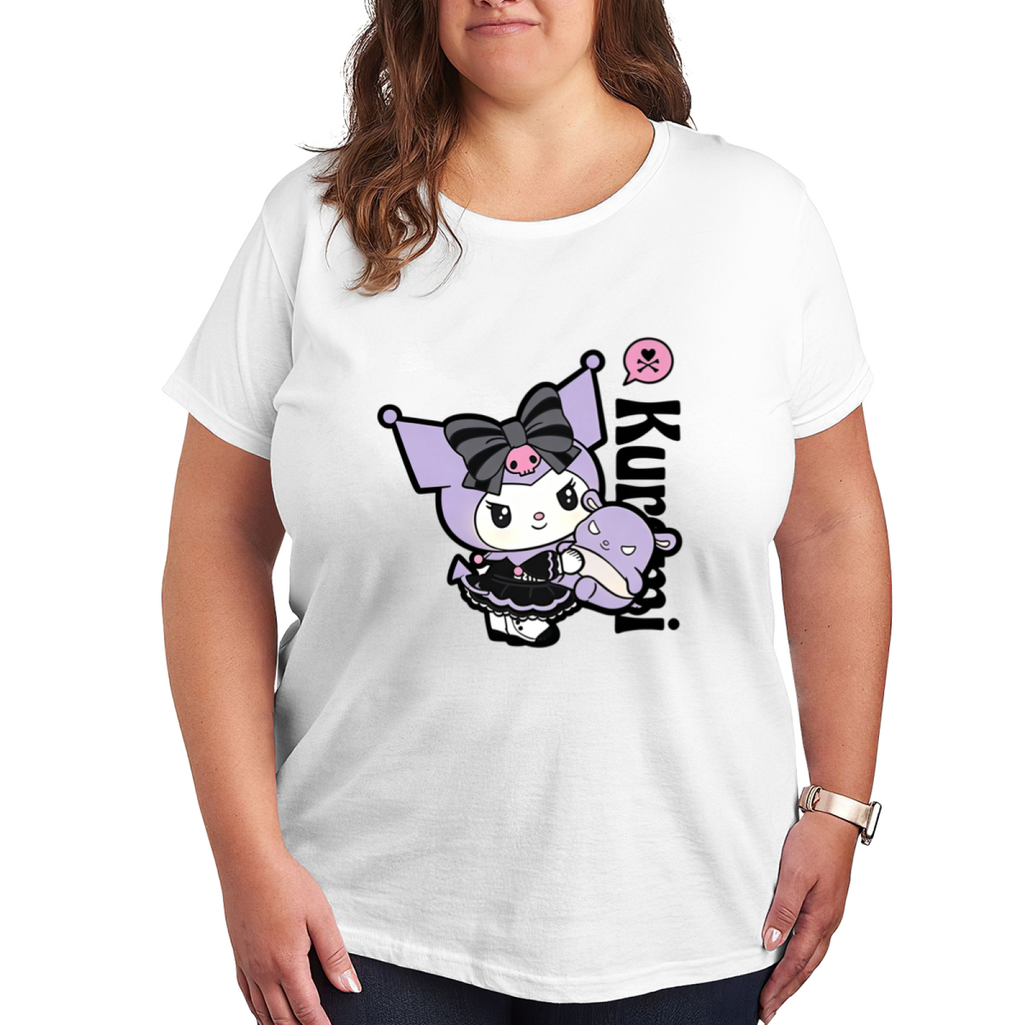 Edgy Cute Kuromi With Baku Character Plus Size Women Graphic T?Shirt