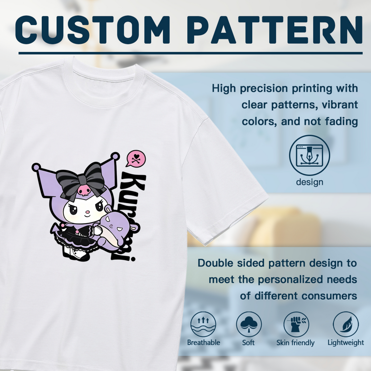 Edgy Cute Kuromi With Baku Character Plus Size Women Graphic T?Shirt