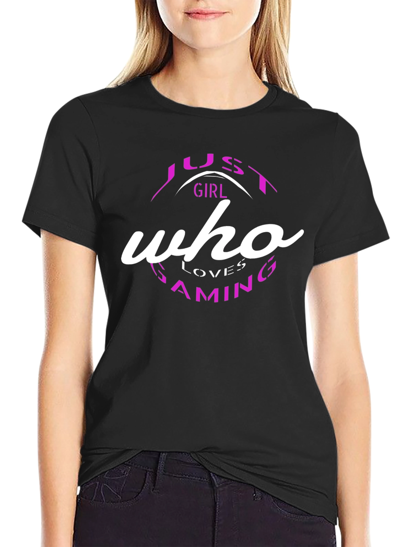 Just a Girl Who Loves Gaming Black T-Shirt