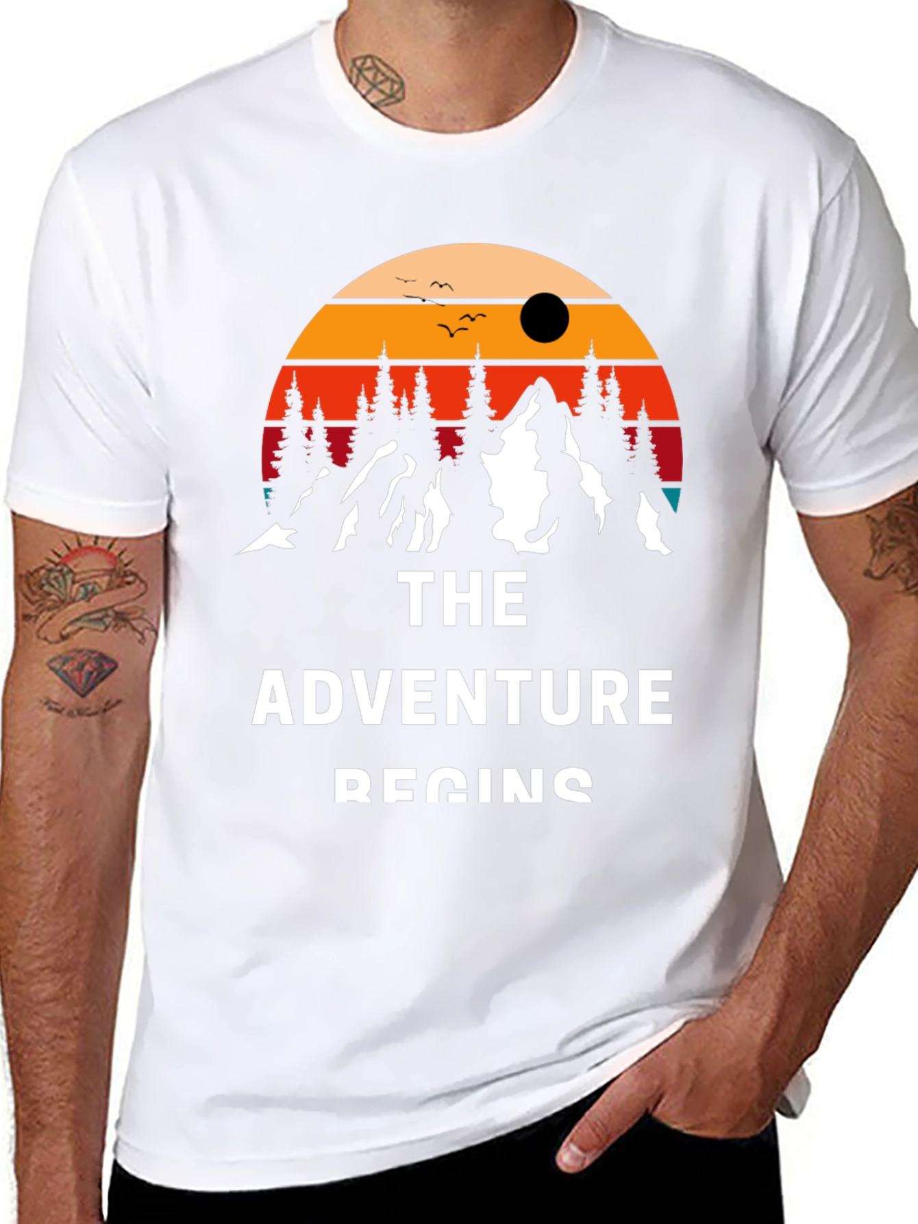 Adventure Begins Graphic Tee - Black