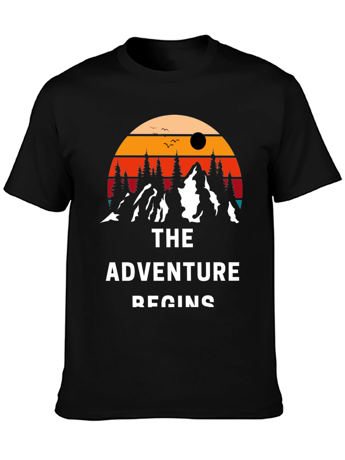 Adventure Begins Graphic Tee - Black