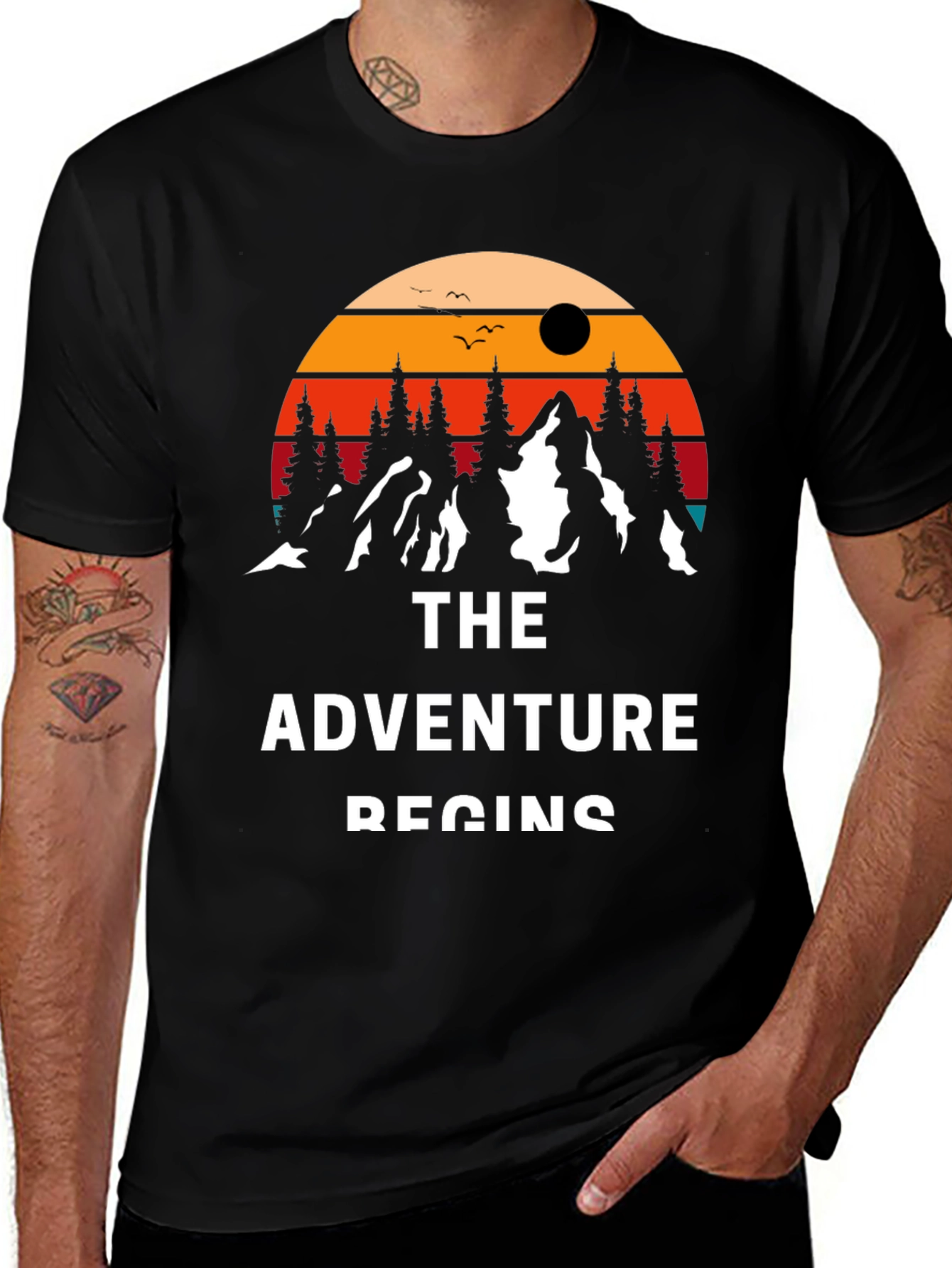 Adventure Begins Graphic Tee - Black