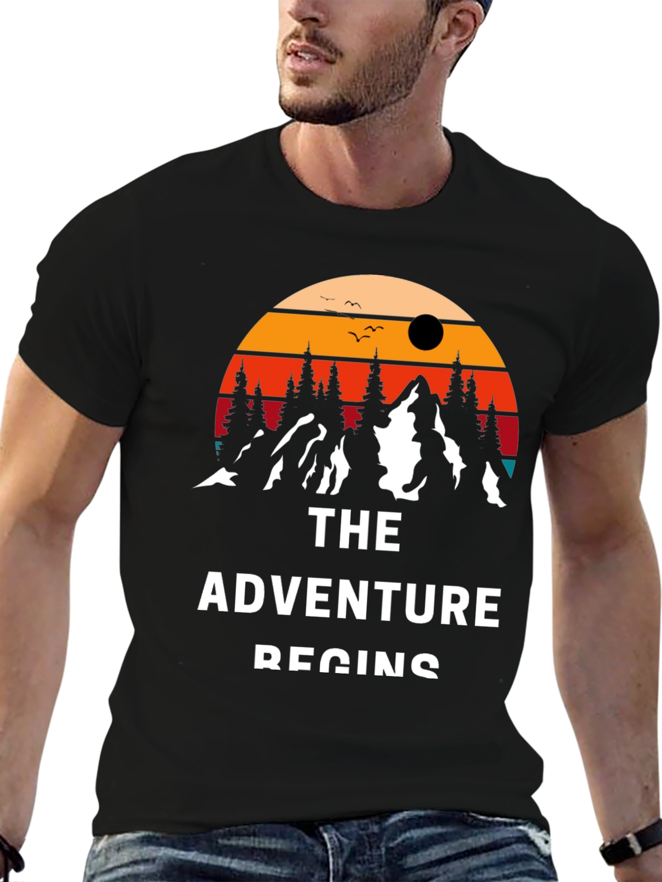 Adventure Begins Graphic Tee - Black