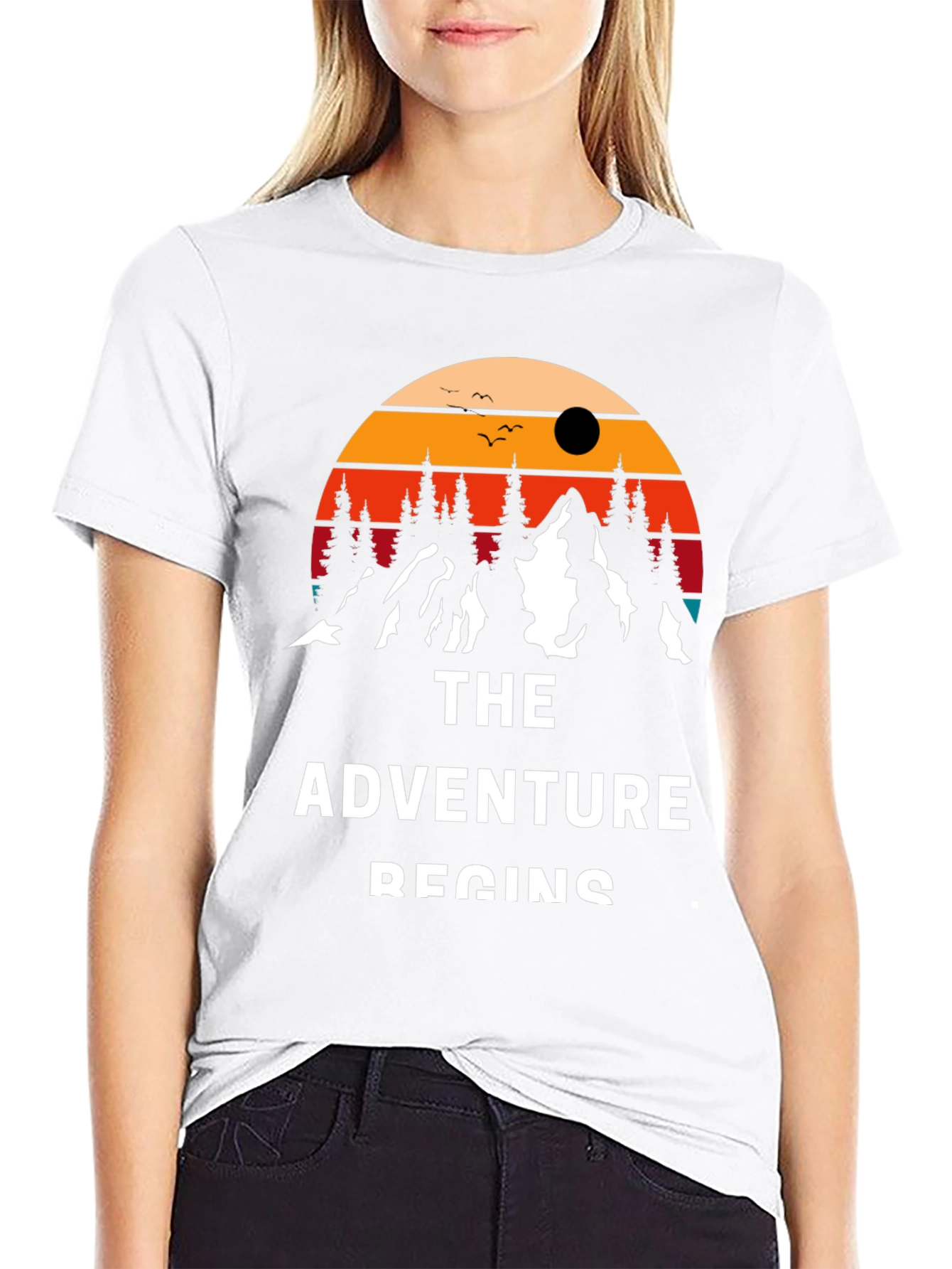 Adventure Begins Graphic Tee - Black