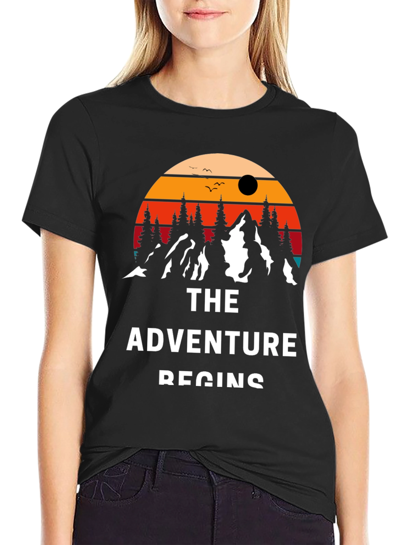 Adventure Begins Graphic Tee - Black