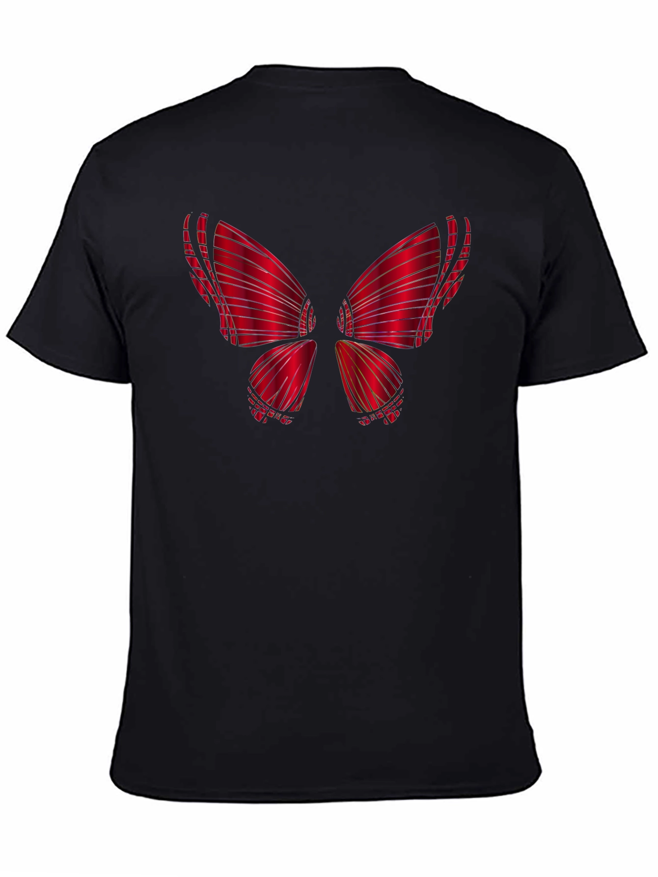 Red Butterfly Graphic Black T-Shirt