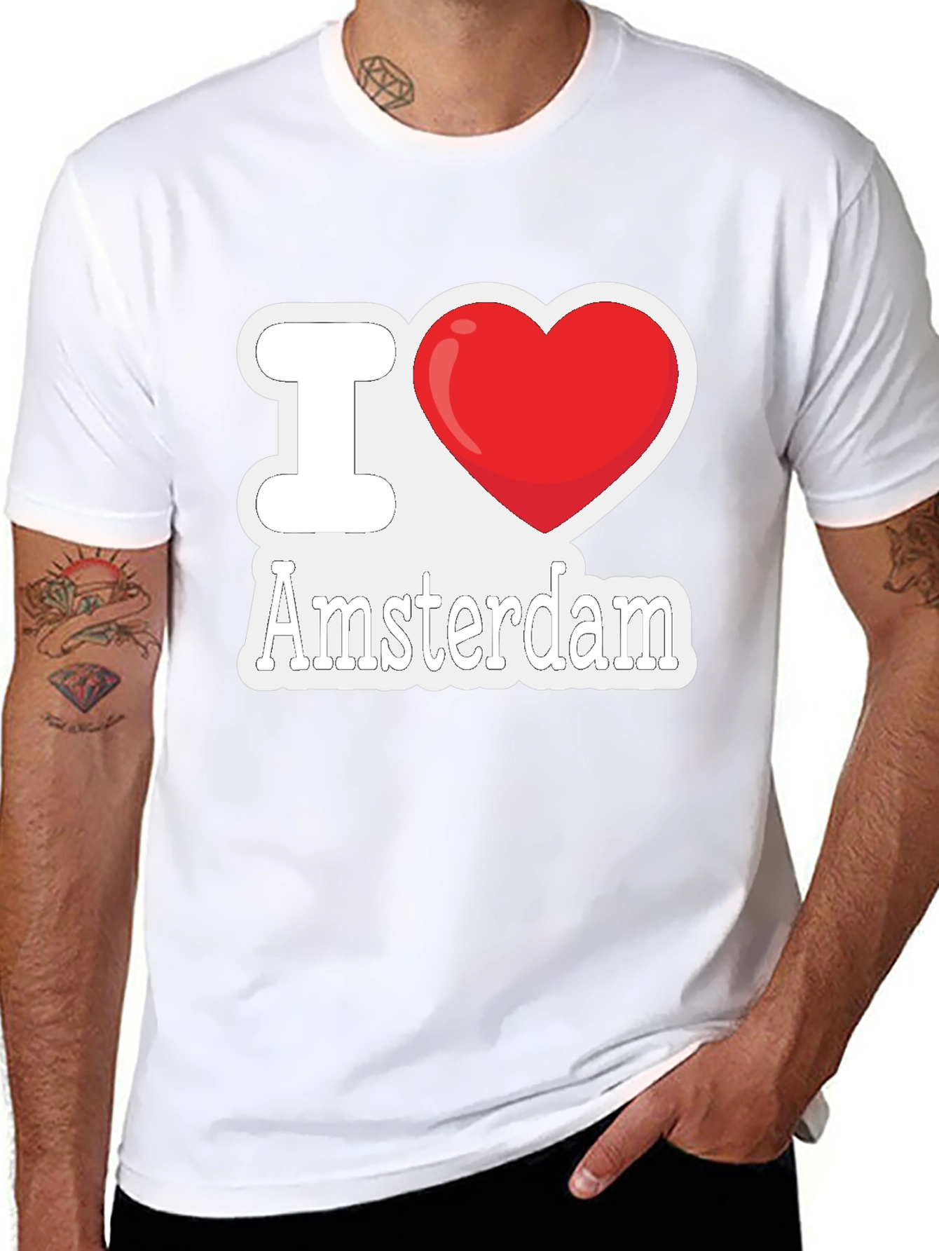 I Love Amsterdam T-Shirt - Heart Graphic Tee