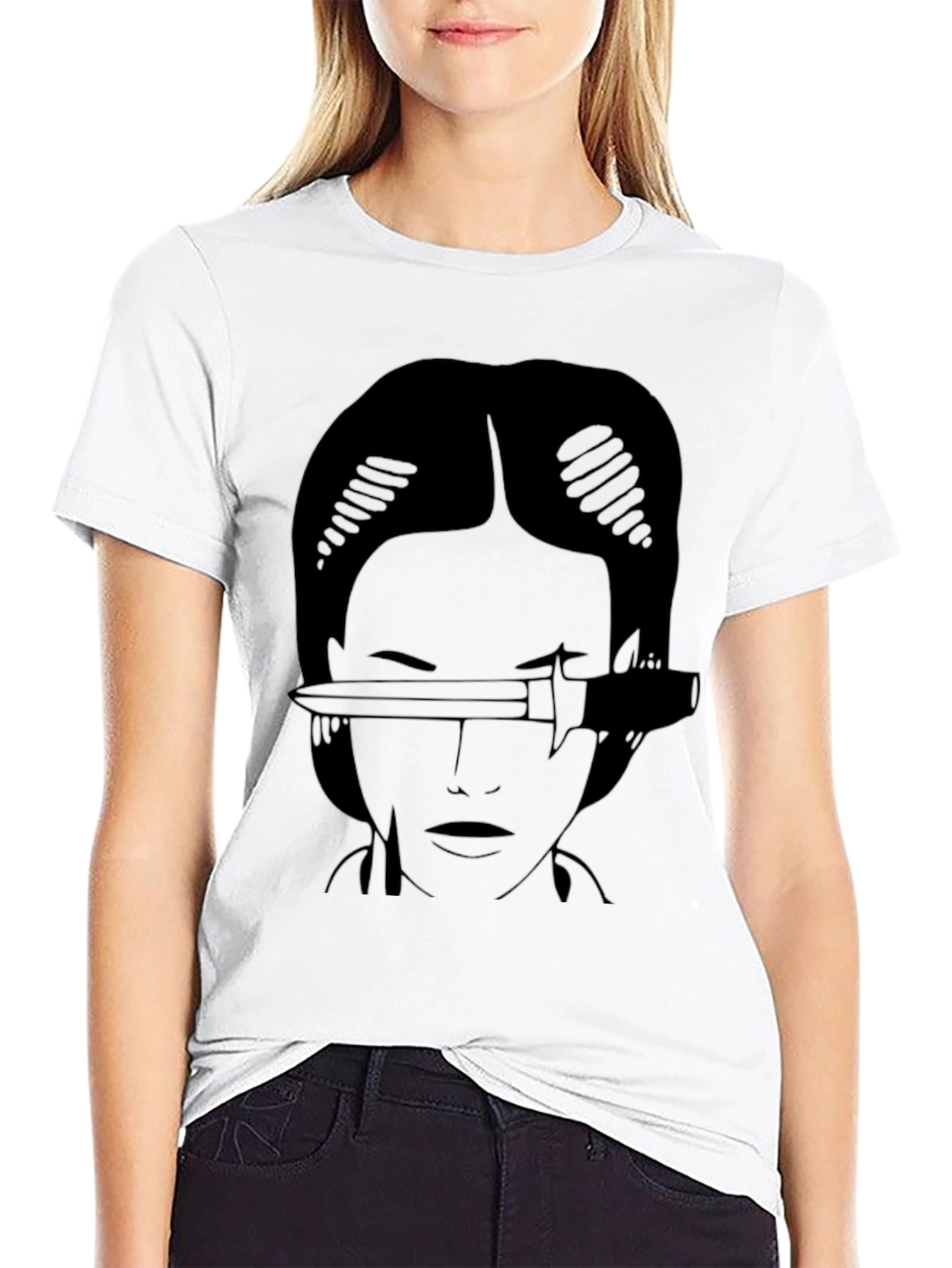 Knife Through Eye Graphic Tee - Black Cotton