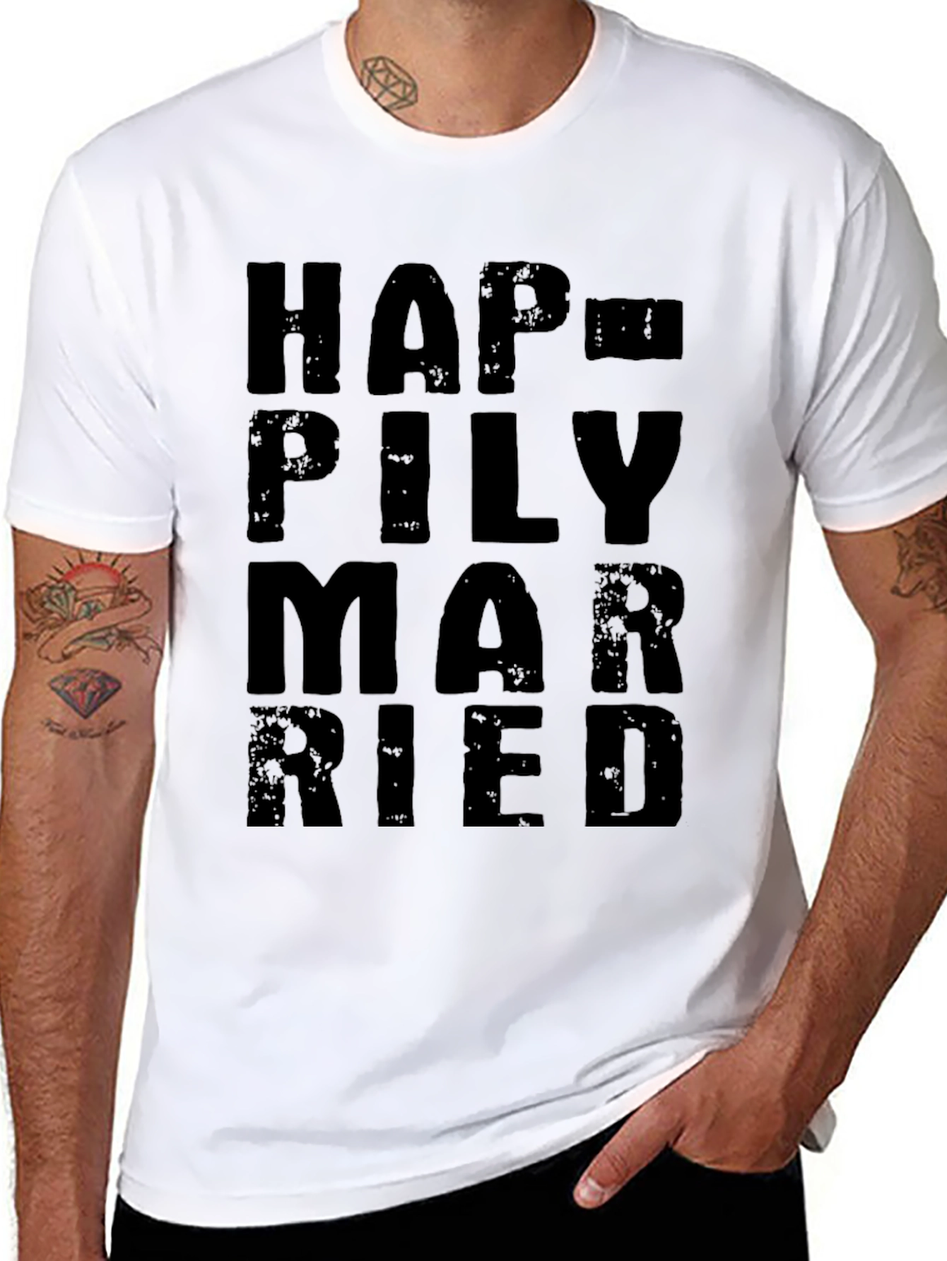 Happily Married Black Graphic Tee