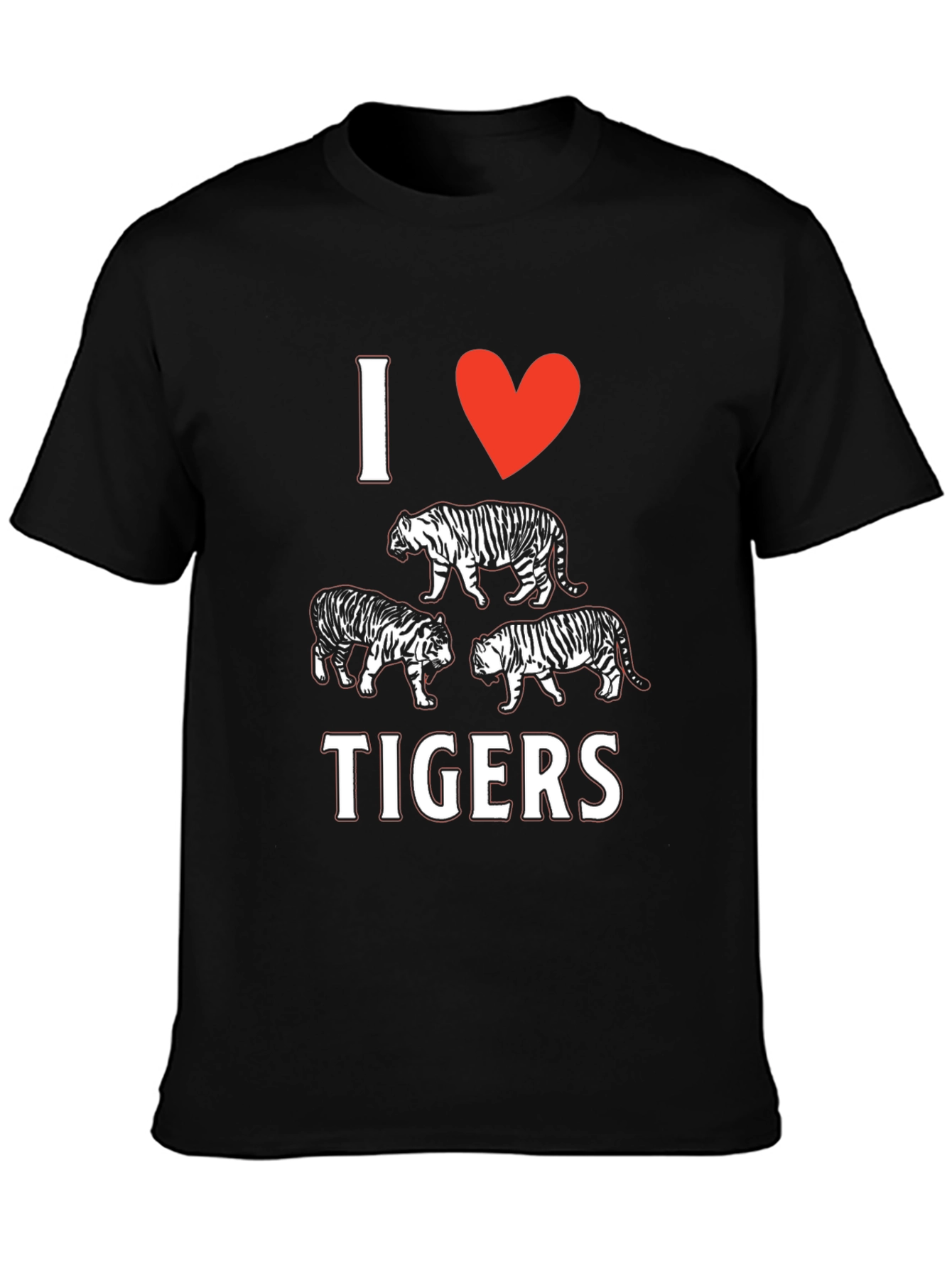 I Heart Tigers Black T-Shirt Graphic Tee