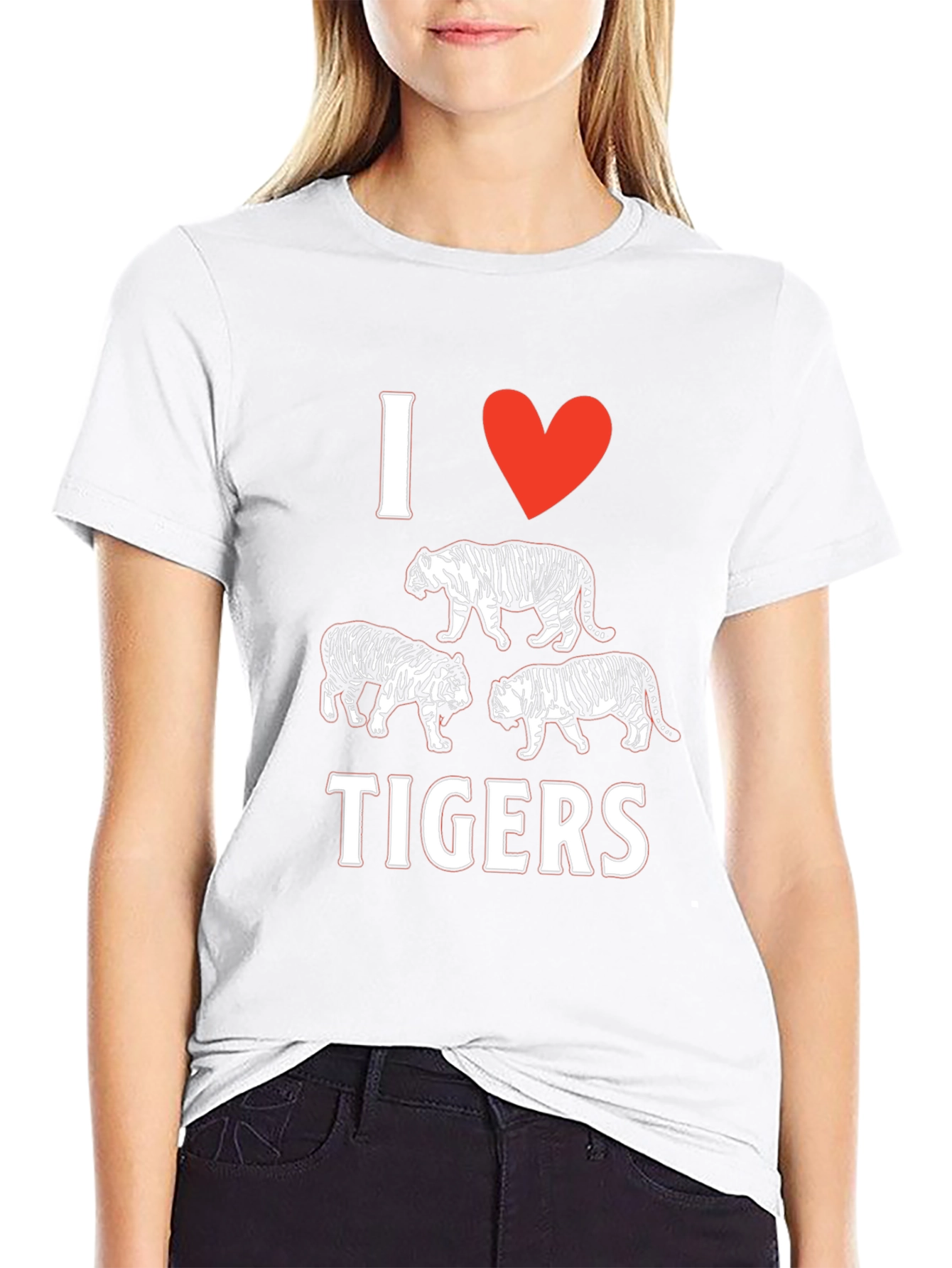I Heart Tigers Black T-Shirt Graphic Tee