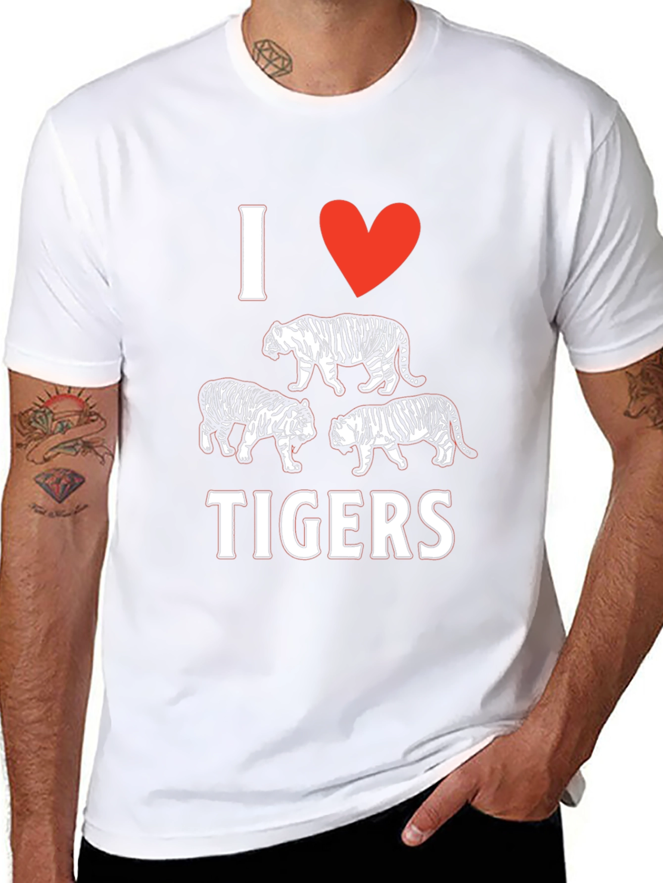 I Heart Tigers Black T-Shirt Graphic Tee