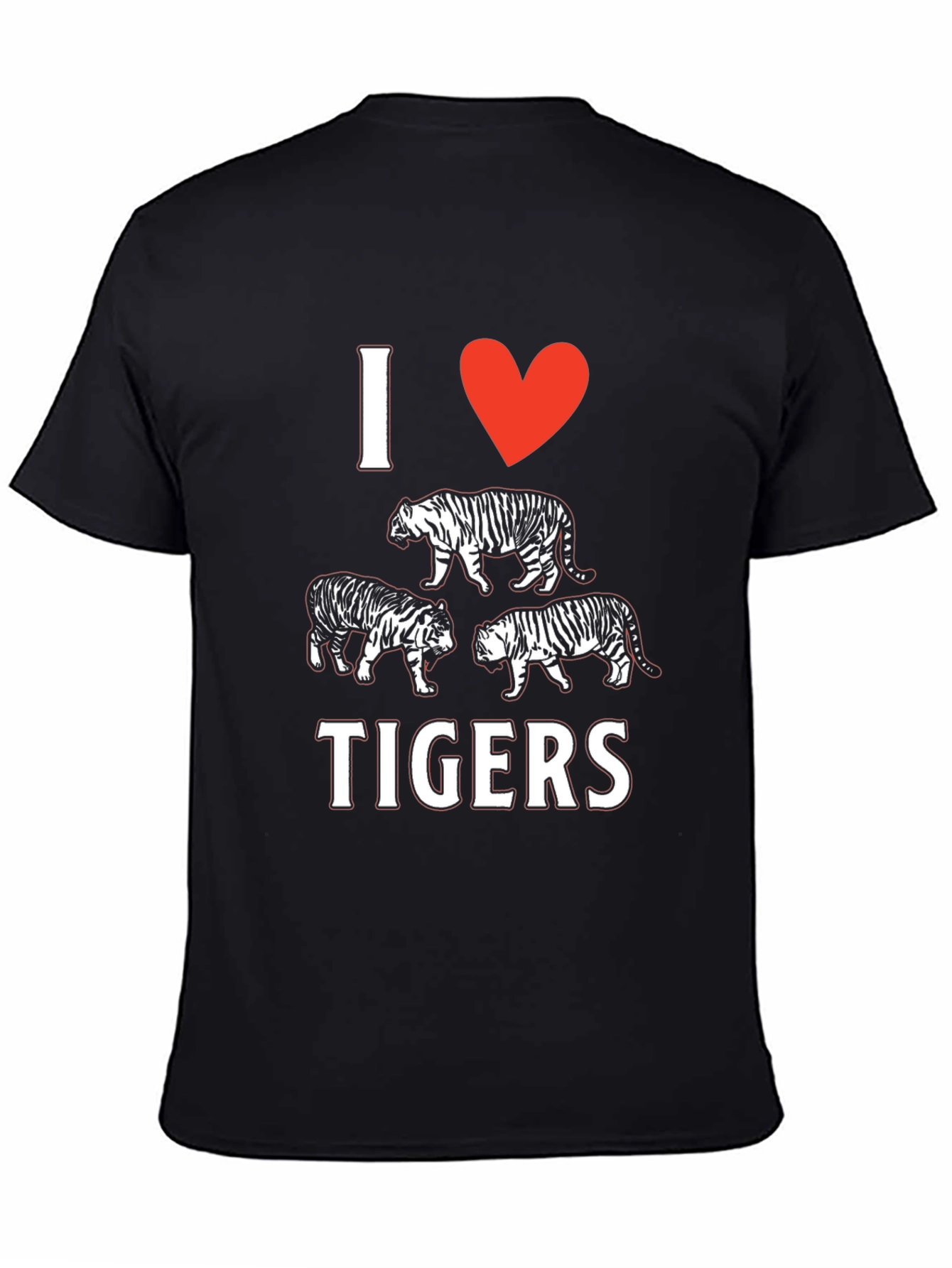 I Heart Tigers Black T-Shirt Graphic Tee