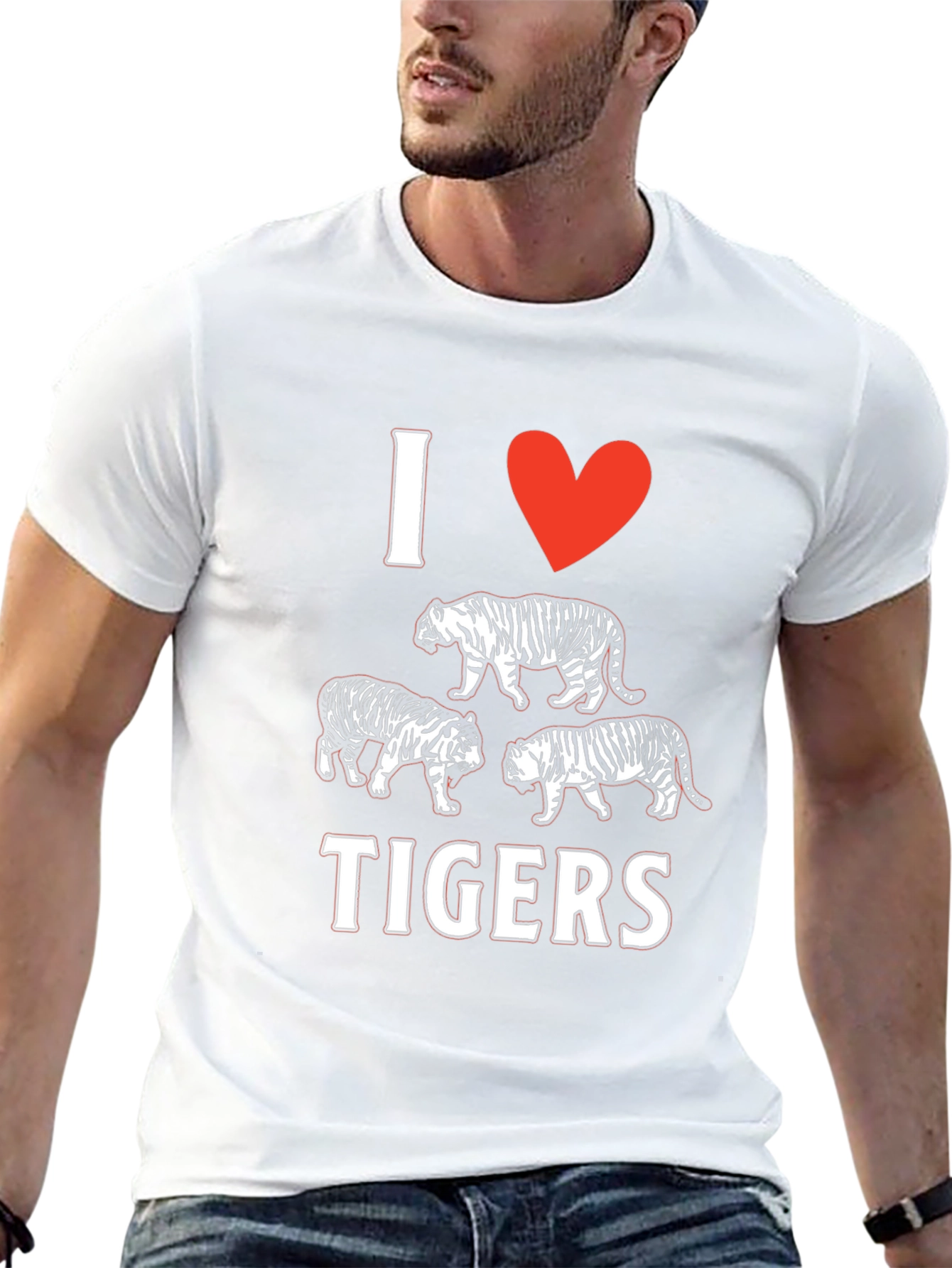 I Heart Tigers Black T-Shirt Graphic Tee