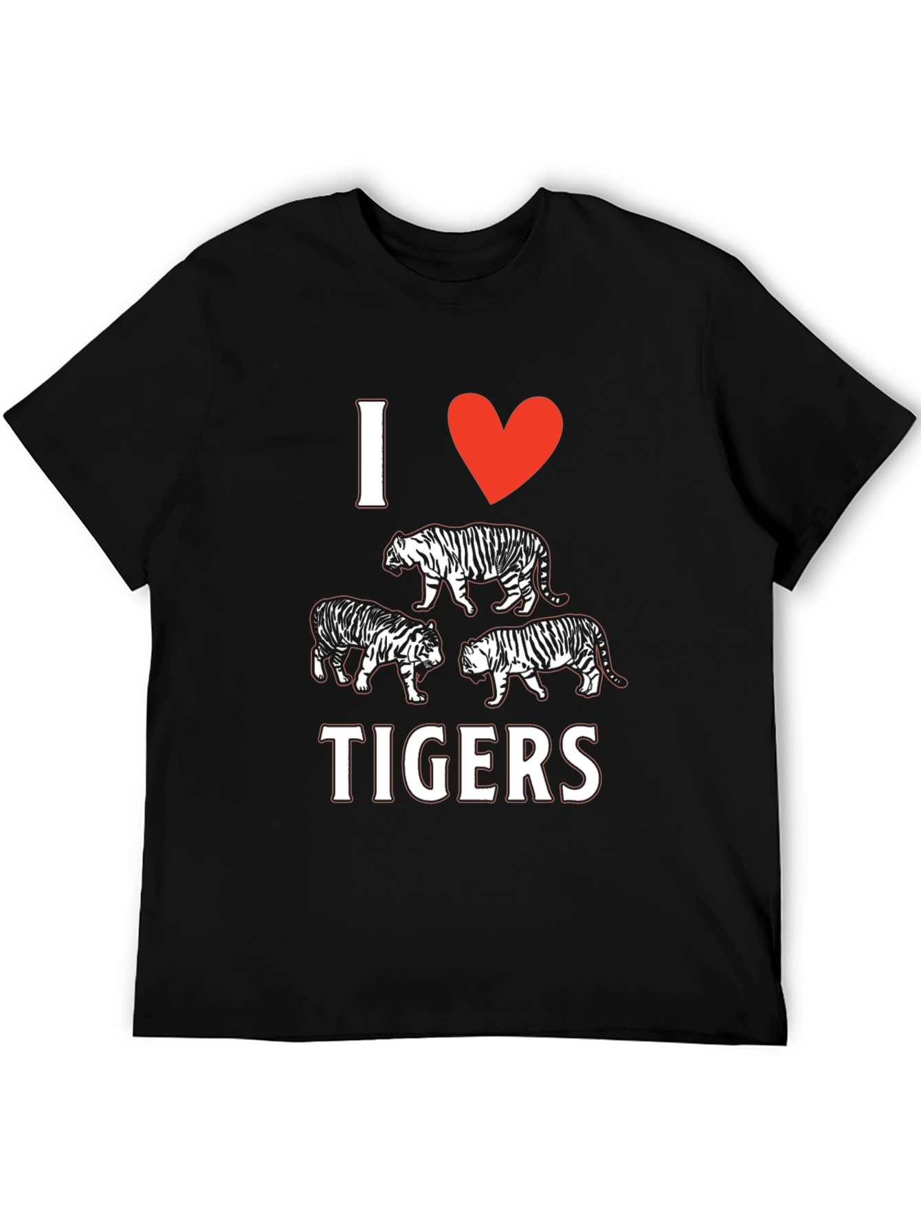 I Heart Tigers Black T-Shirt Graphic Tee