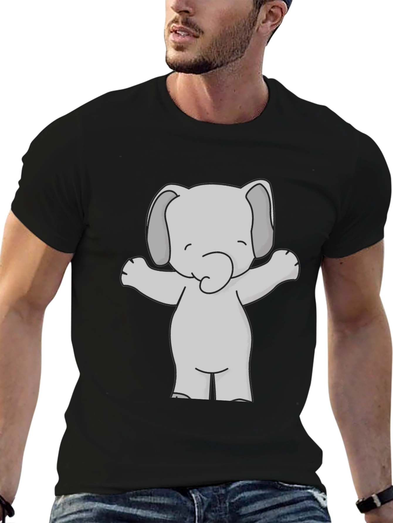 Cute Elephant Graphic Tee - Black Unisex T-Shirt