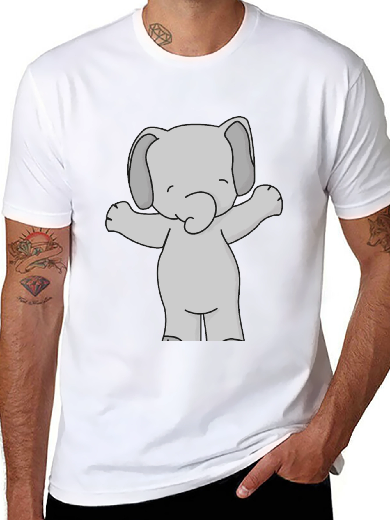 Cute Elephant Graphic Tee - Black Unisex T-Shirt