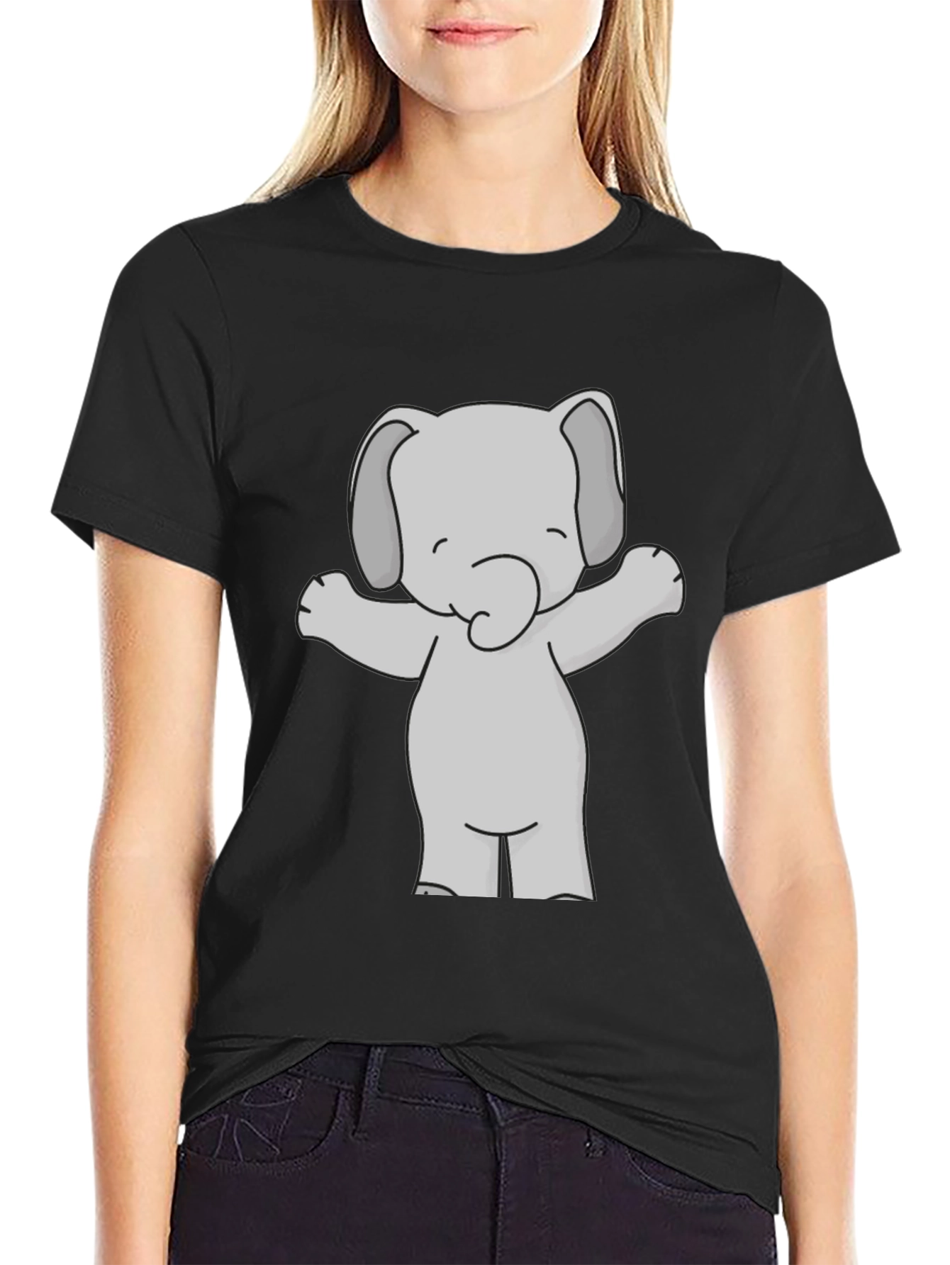 Cute Elephant Graphic Tee - Black Unisex T-Shirt