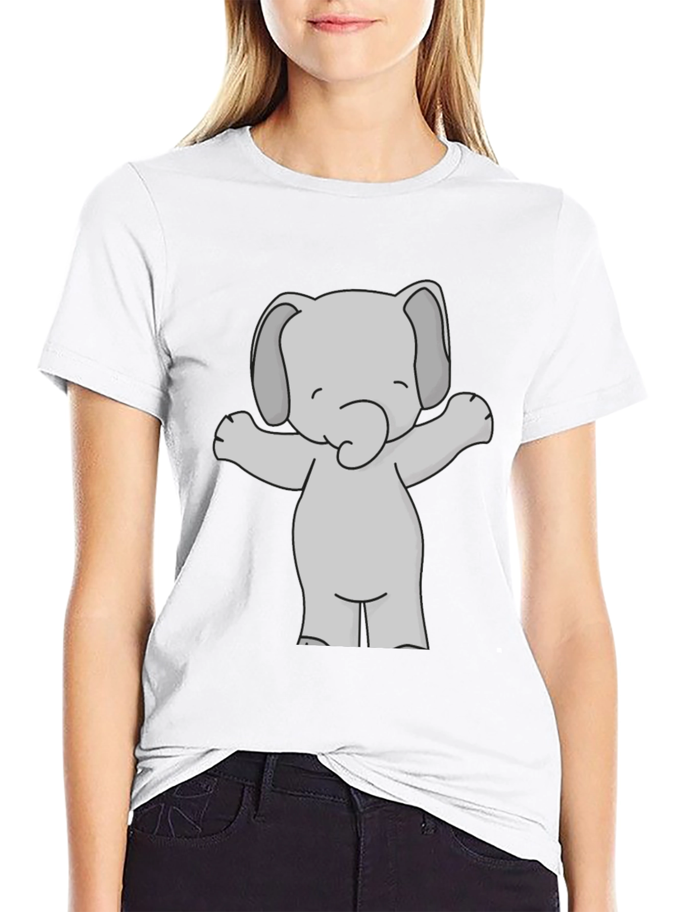 Cute Elephant Graphic Tee - Black Unisex T-Shirt