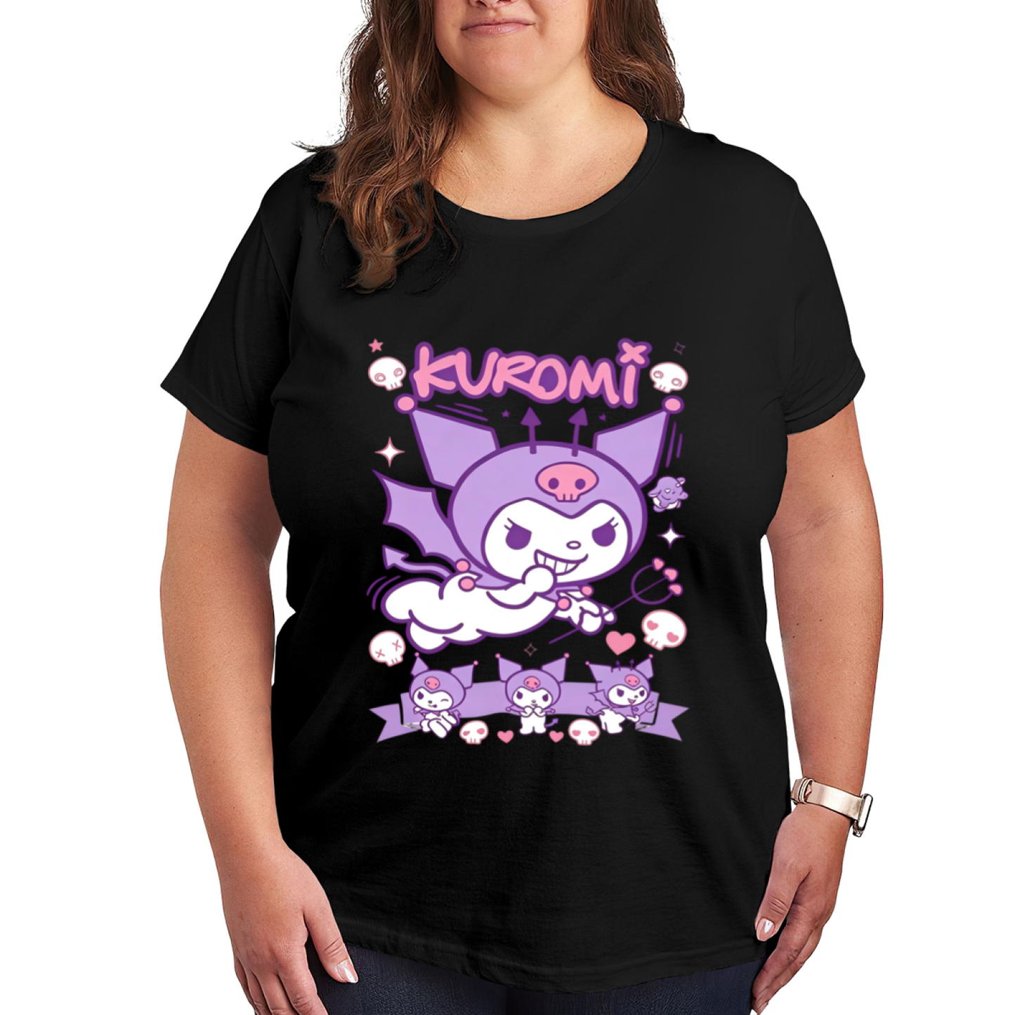 Devil Cool Kuromi Retro Poster Style Plus?Size Women T?Shirt