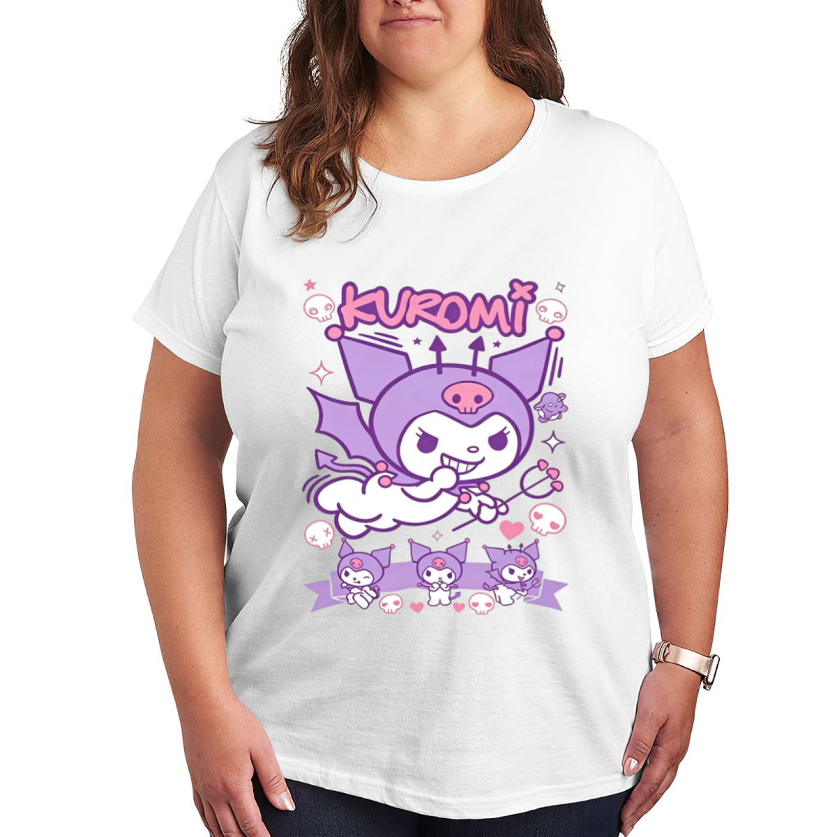 Devil Cool Kuromi Retro Poster Style Plus?Size Women T?Shirt