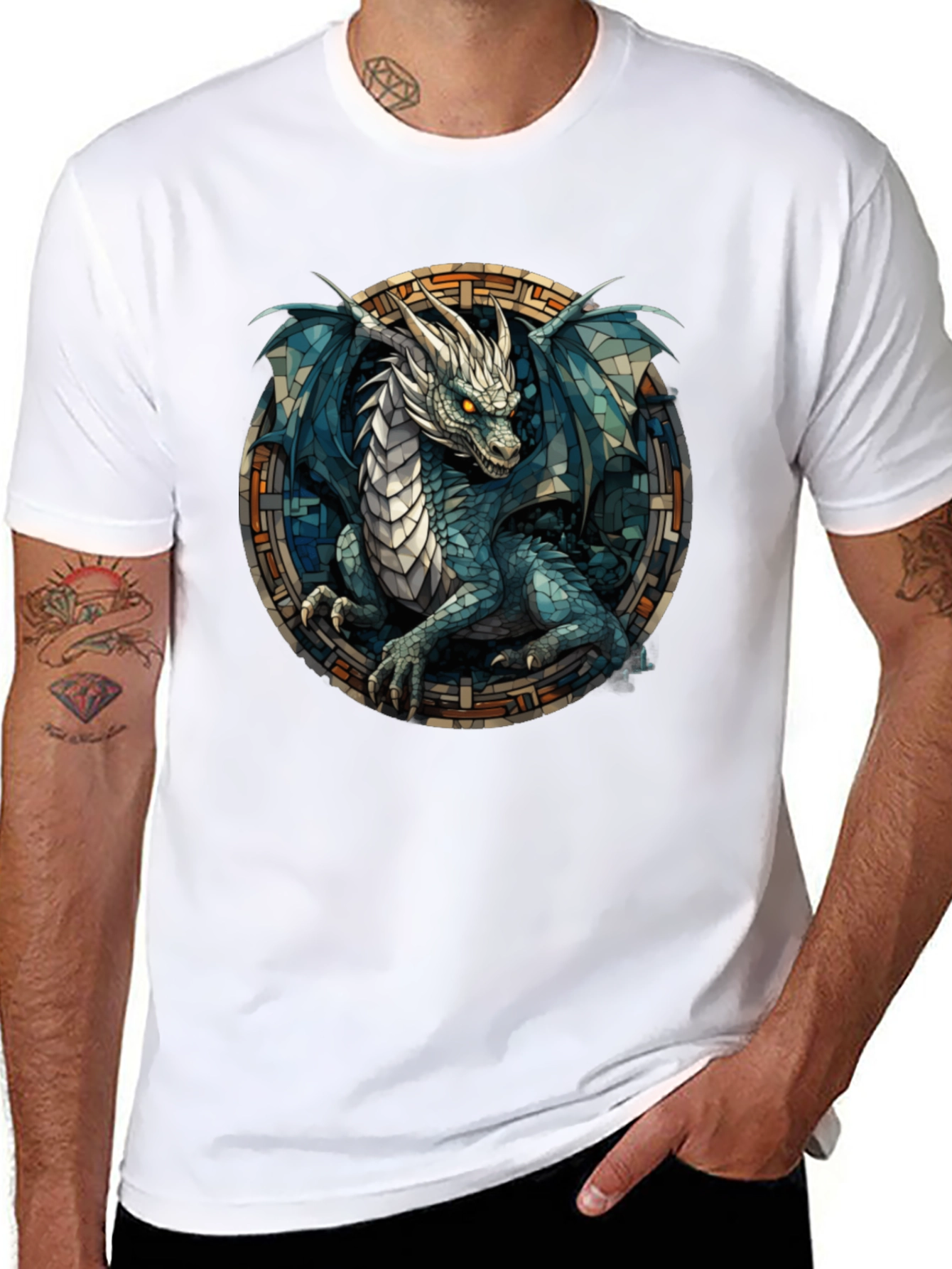 Dragon Stained Glass Graphic Tee