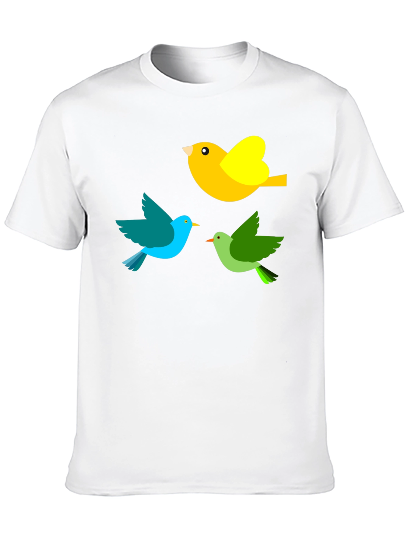 Bird Trio Graphic Tee - Black Cotton T-Shirt