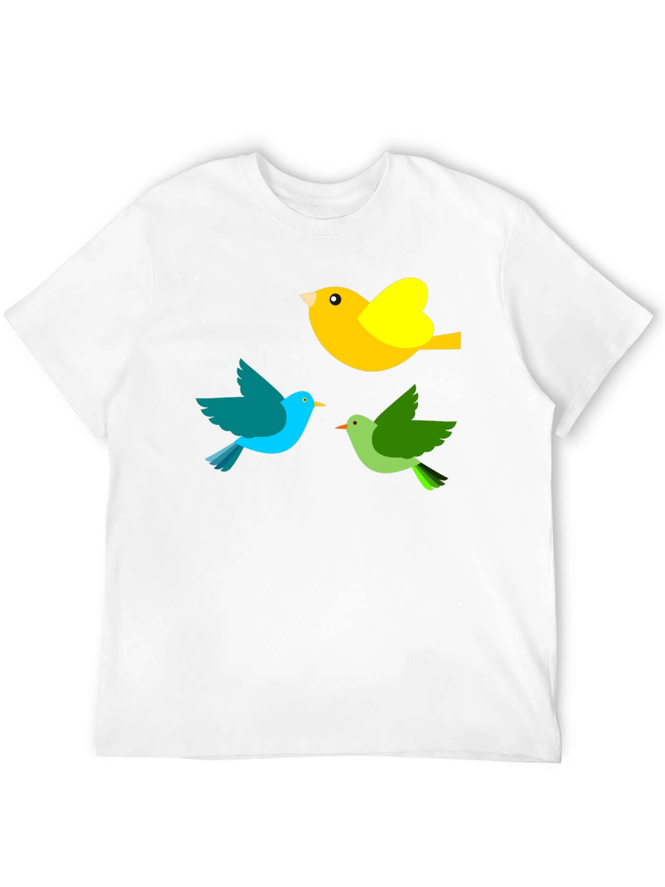 Bird Trio Graphic Tee - Black Cotton T-Shirt