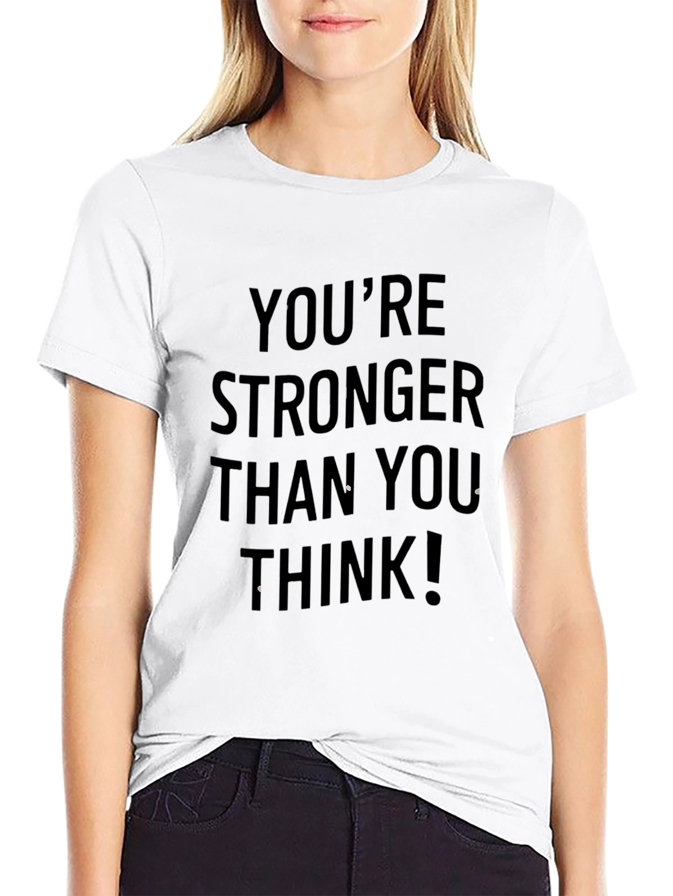 Motivational Black T-Shirt - Youre Stronger Than You Think!