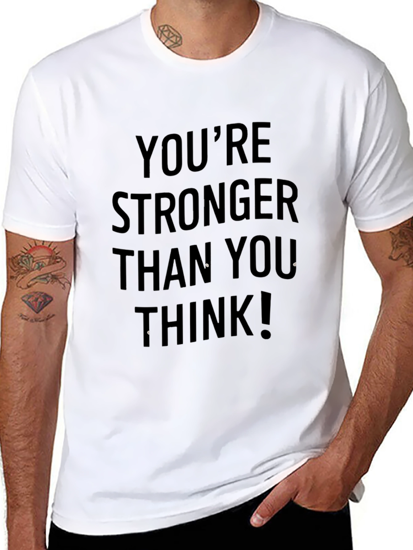Motivational Black T-Shirt - Youre Stronger Than You Think!