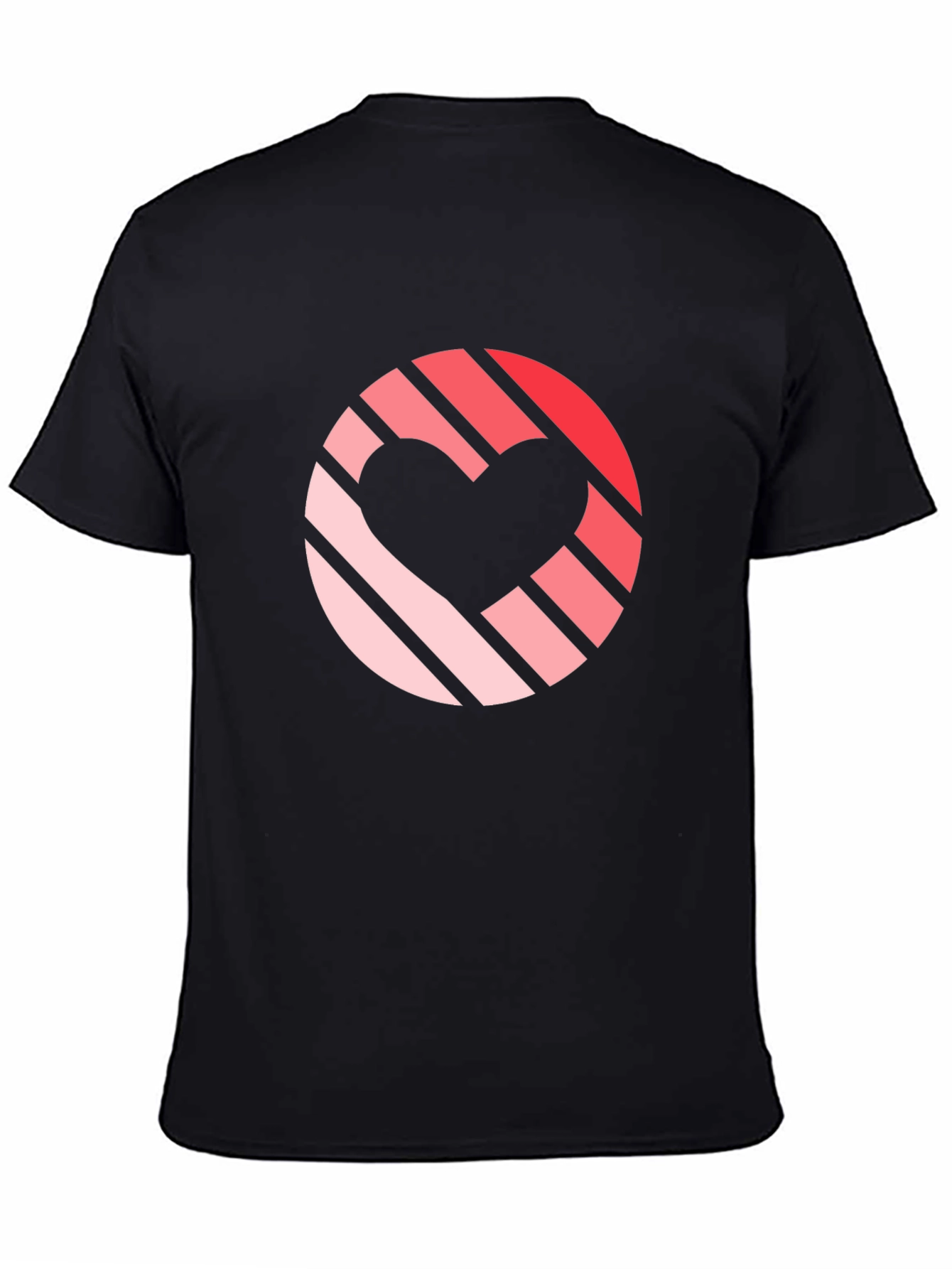 Striped Heart Graphic Black T-Shirt